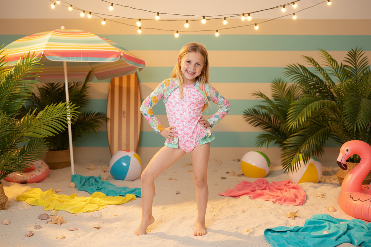 Rash Guard Swimsuit | Flamingo Fiesta (Pre-Order)