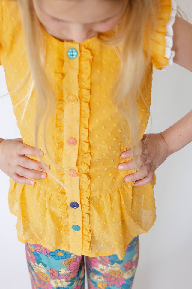 Sunflower Stroll Eyelet Top