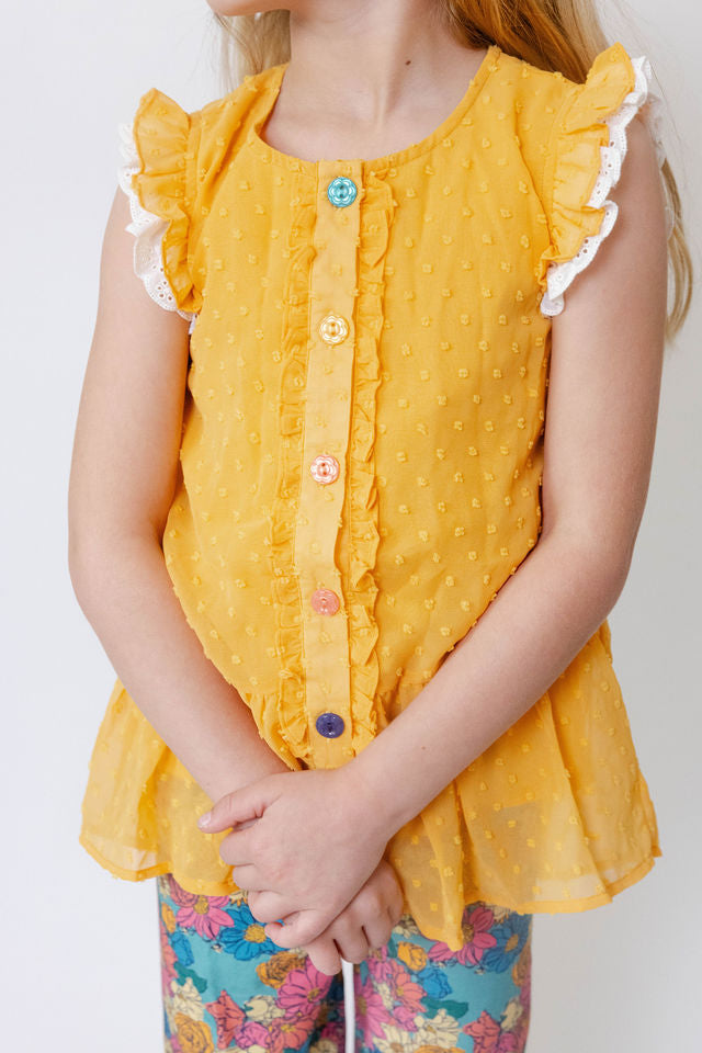 Sunflower Stroll Eyelet Top