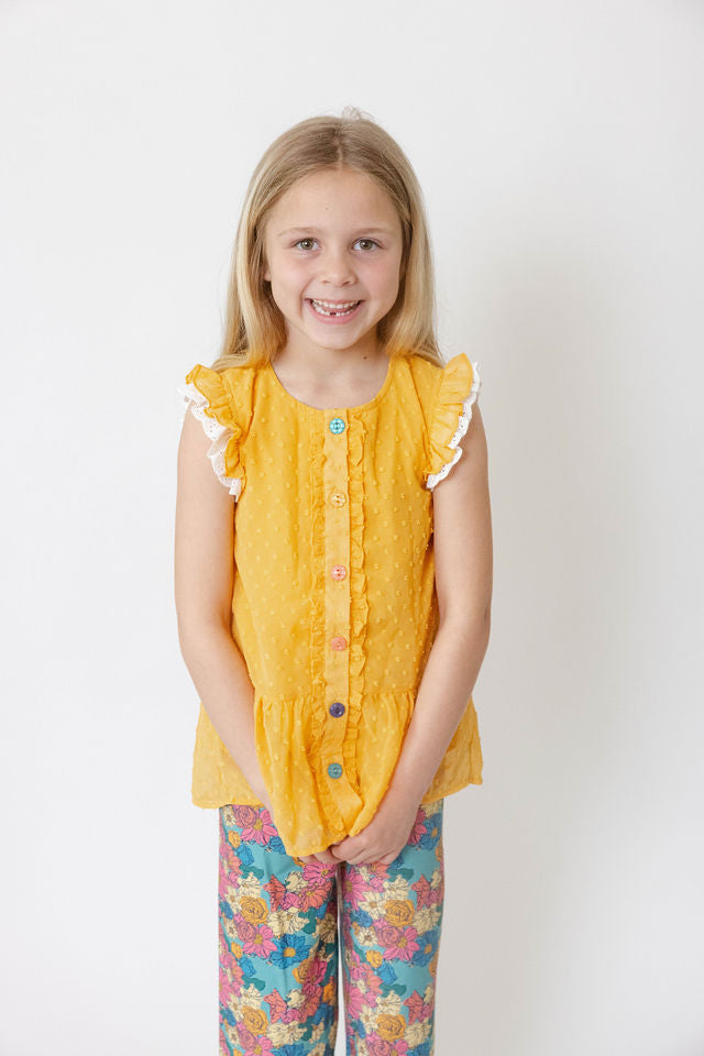 Sunflower Stroll Eyelet Top