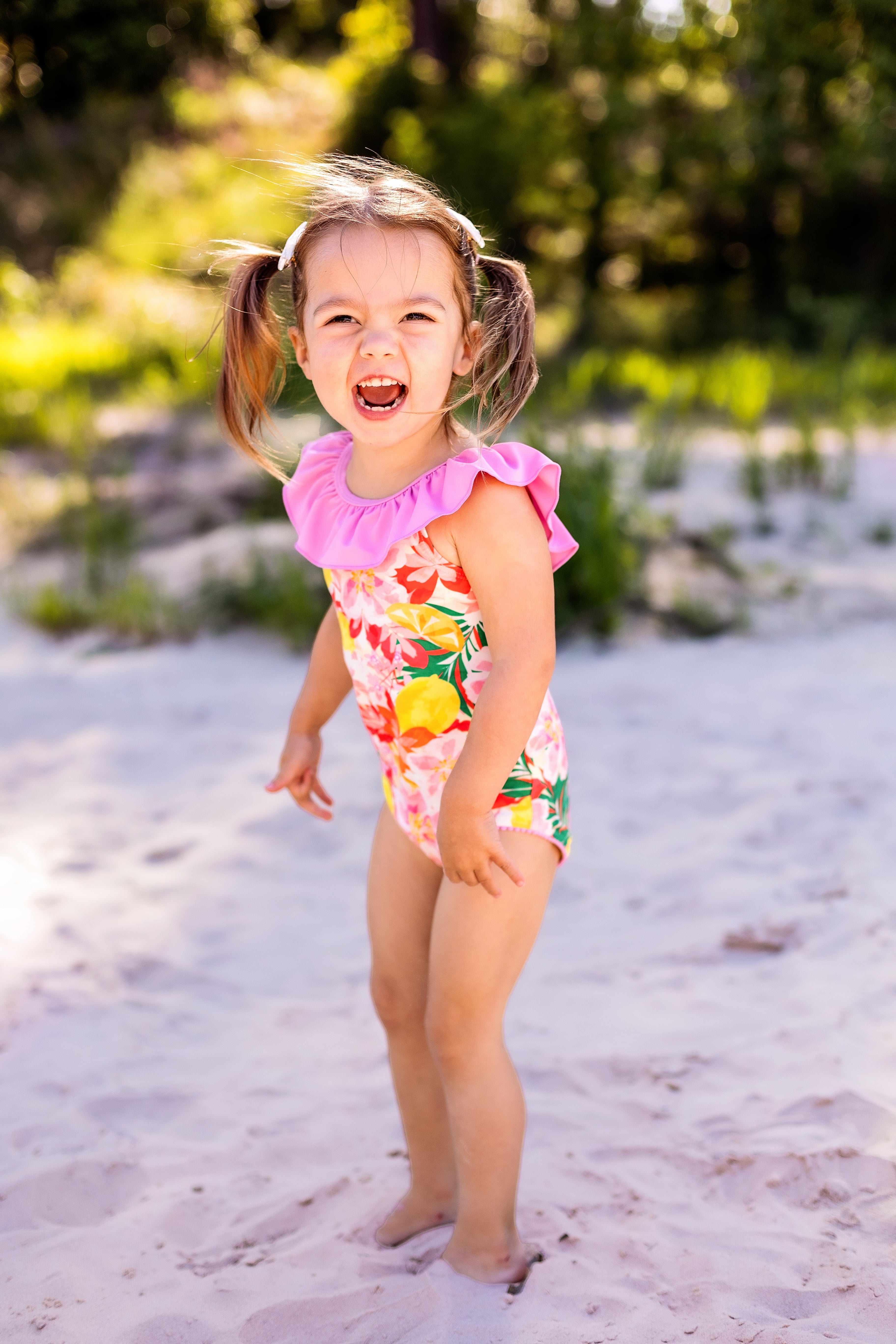 One Piece Swimsuit | Luau Pink Hibiscus