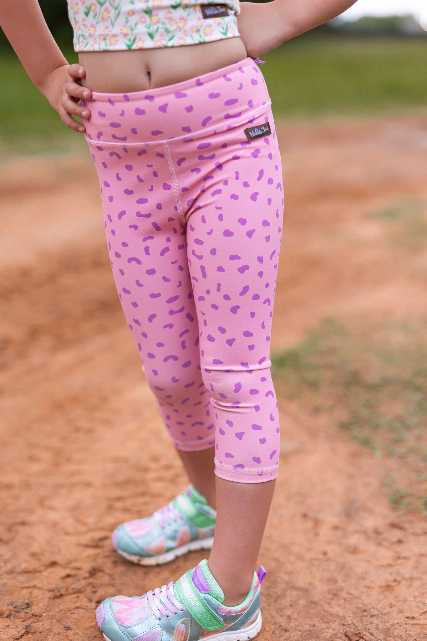 Capri Leggings For Toddlers Speckled Pink Active Capris (Runs Small)