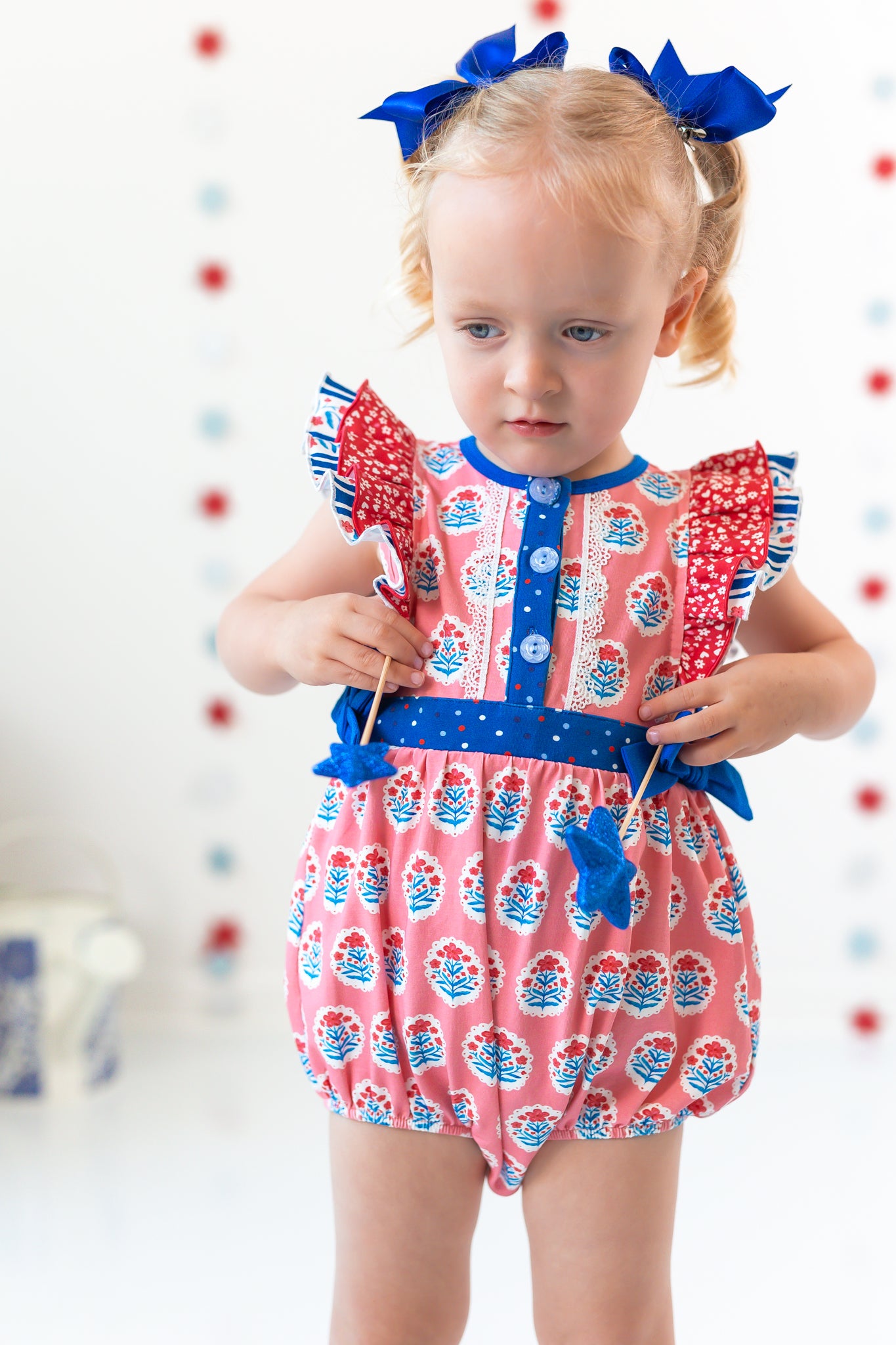 Once Upon A Flag Belted Bubble Romper