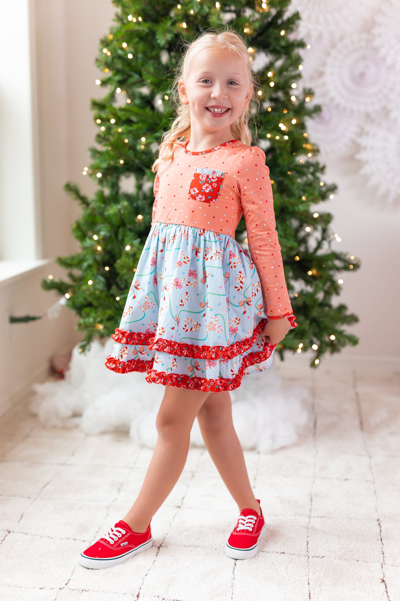 Candy Cane Lane Ruffle Dress (Pre-Order)