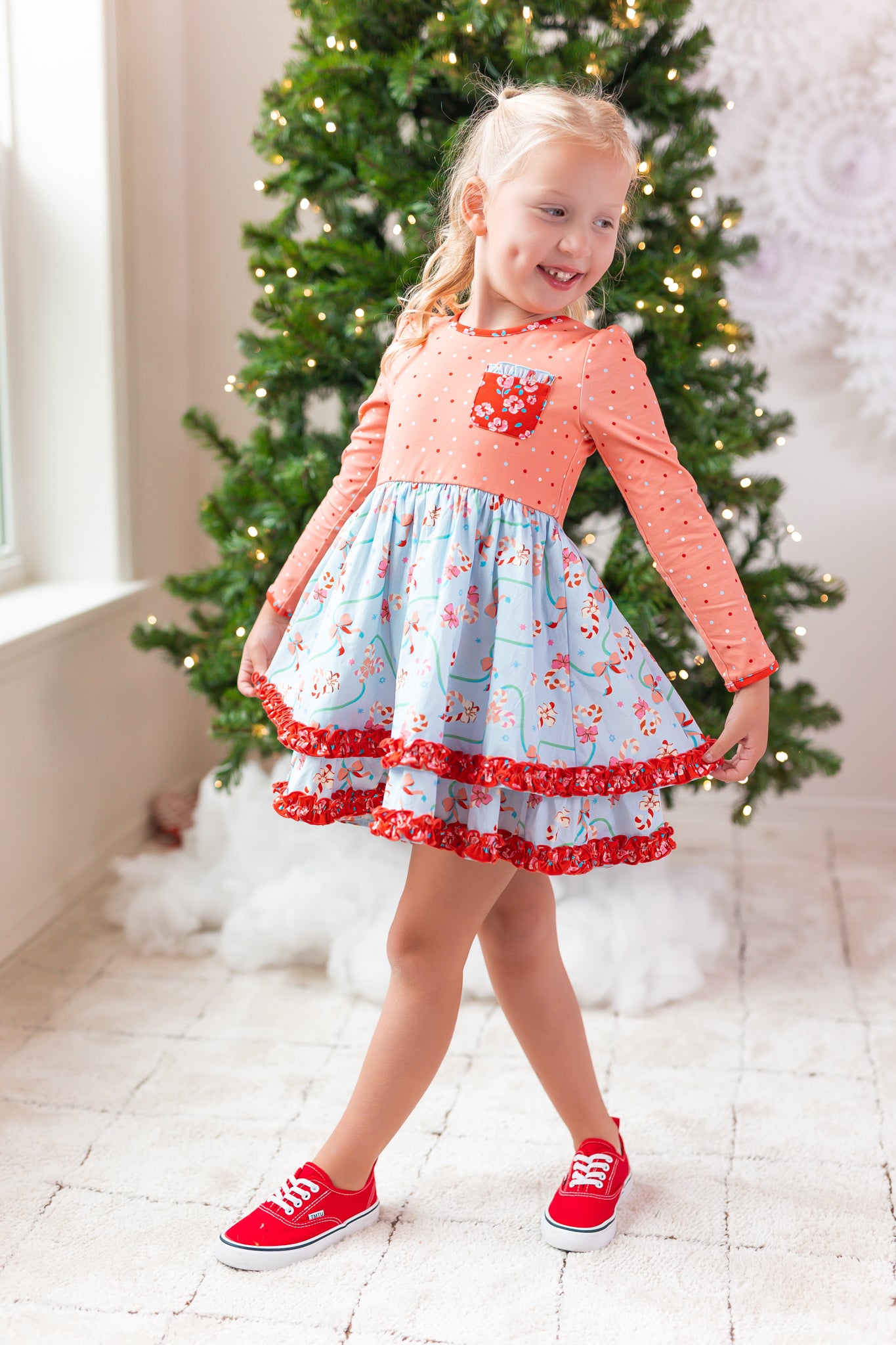 Candy Cane Lane Ruffle Dress (Pre-Order)