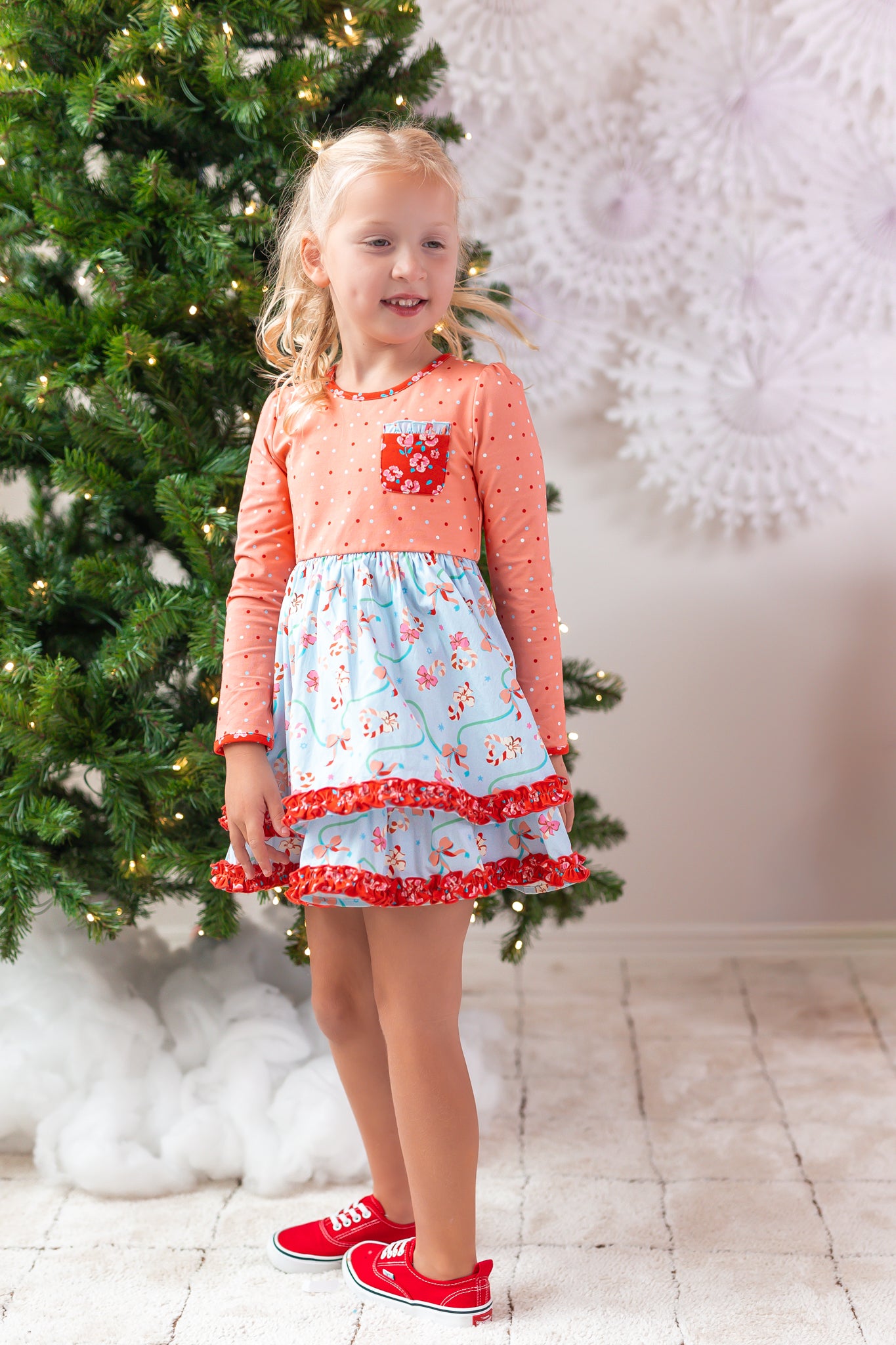 Candy Cane Lane Ruffle Dress (Pre-Order)