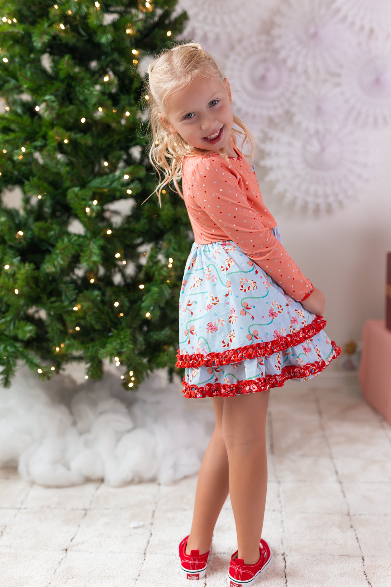 Candy Cane Lane Ruffle Dress (Pre-Order)