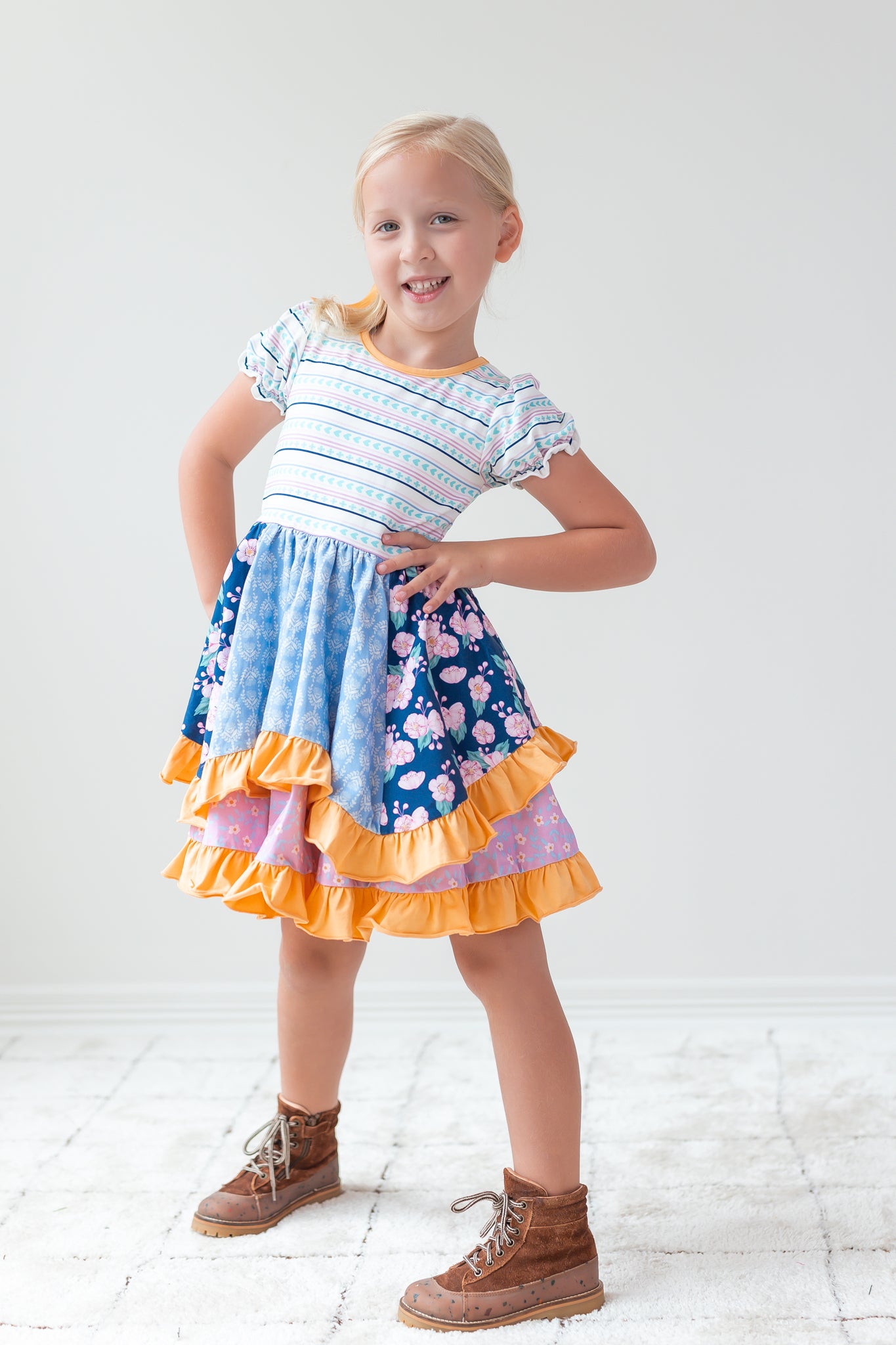 Patchwork Parade Ruffle Dress (Pre-Order)