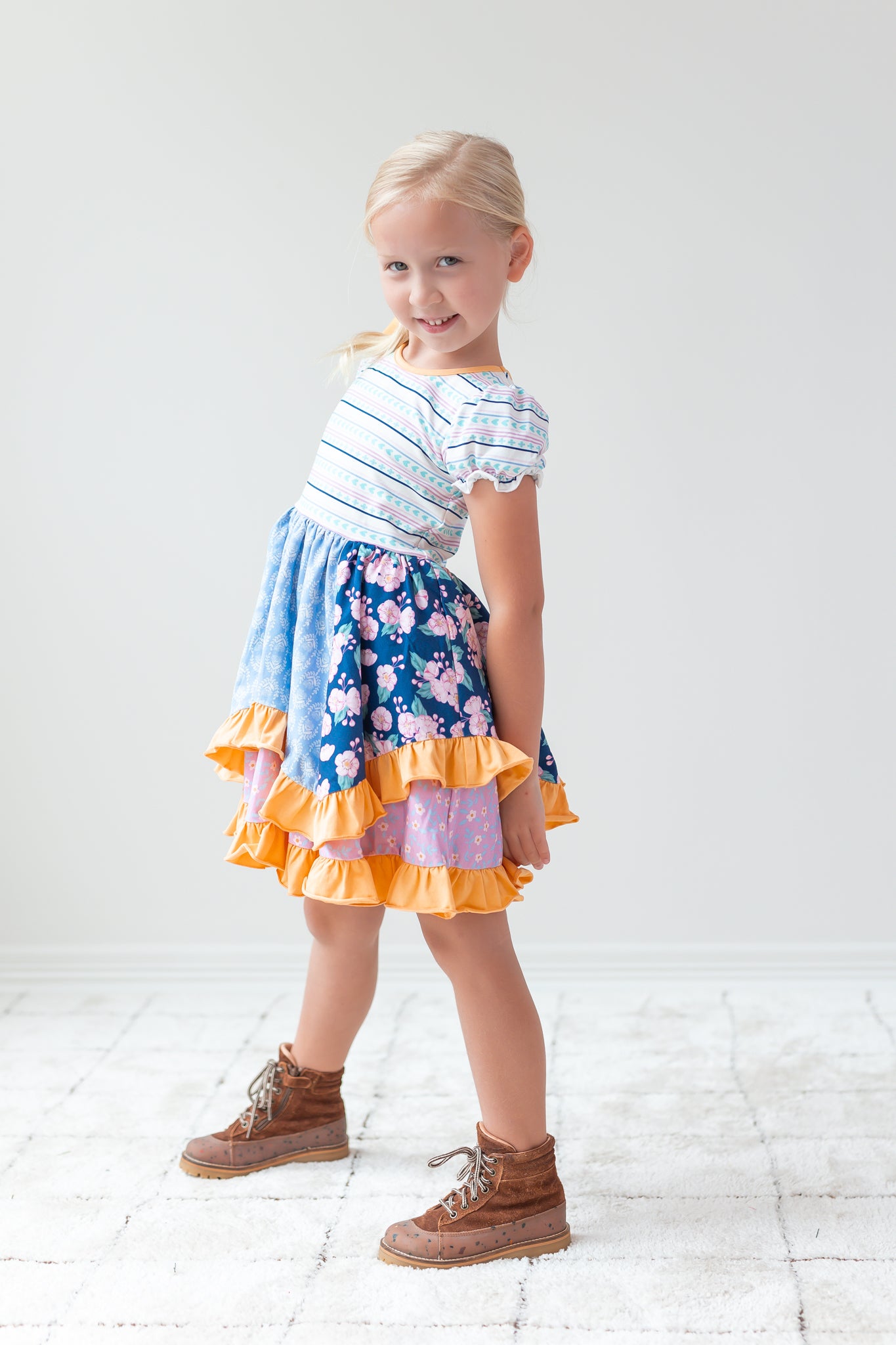 Patchwork Parade Ruffle Dress (Pre-Order)