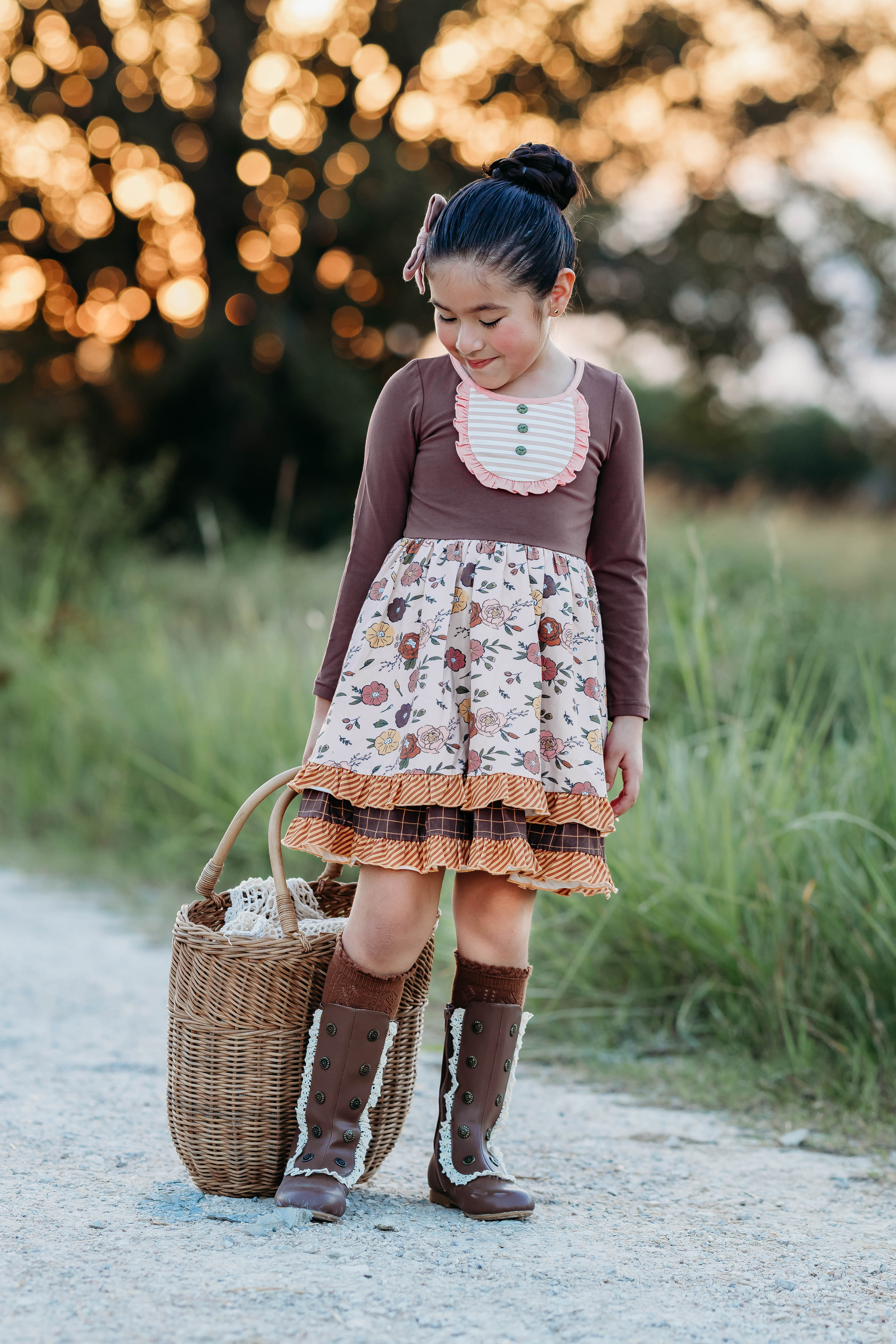 Mulberry Mocha Double Ruffle Dress