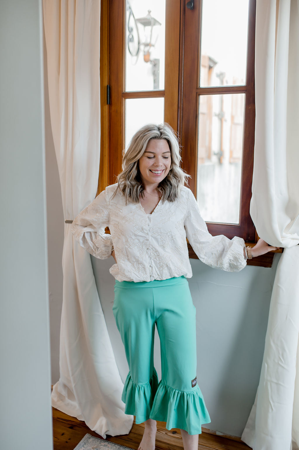 Women's Big Ruffles | Minty Sunshine (Capri Length)