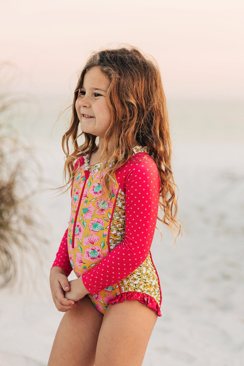 Rash Guard Swimsuit - Long Sleeve | Picnic Blossom