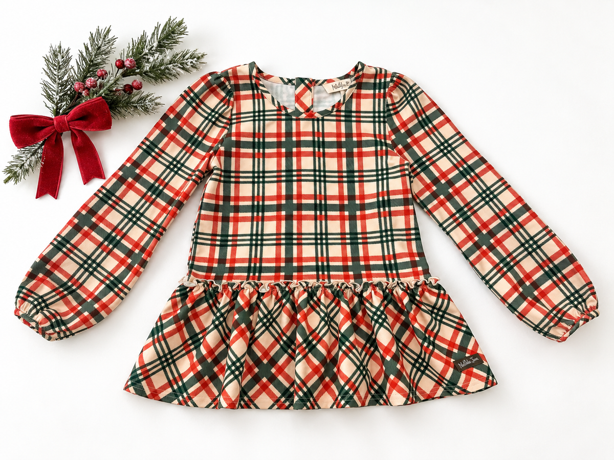 Jingleberry Plaid Peplum Tunic (Pre-Order)