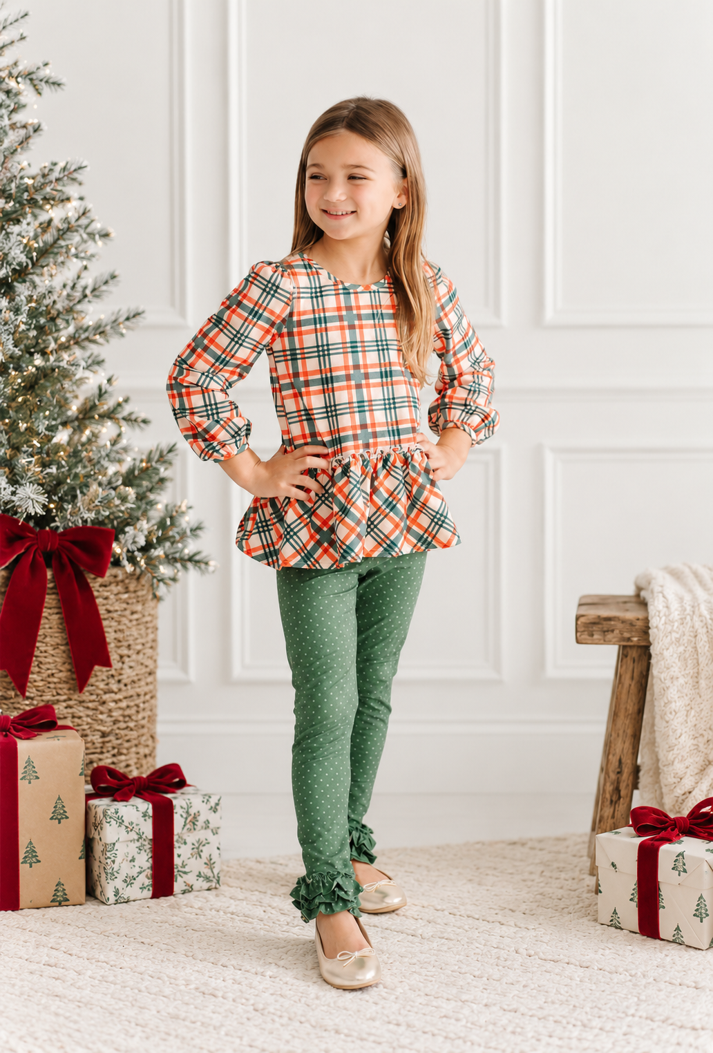 Jingleberry Plaid Peplum Tunic (Pre-Order)