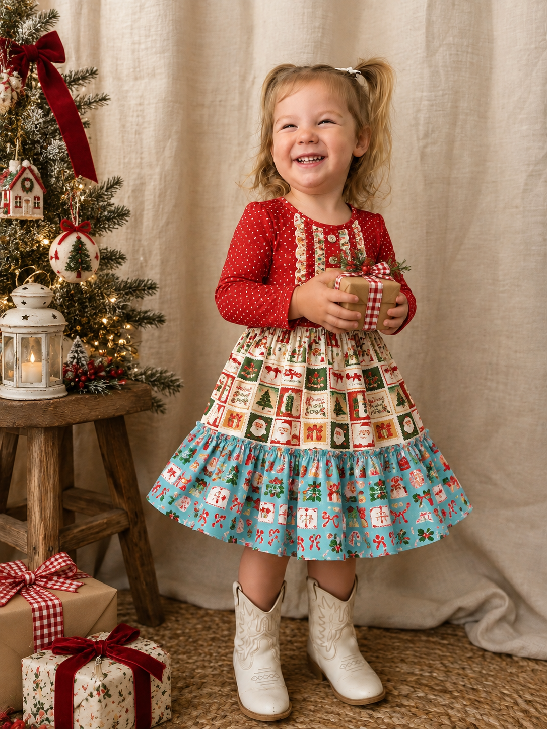 Letters to Santa Panel Dress (Pre-Order)