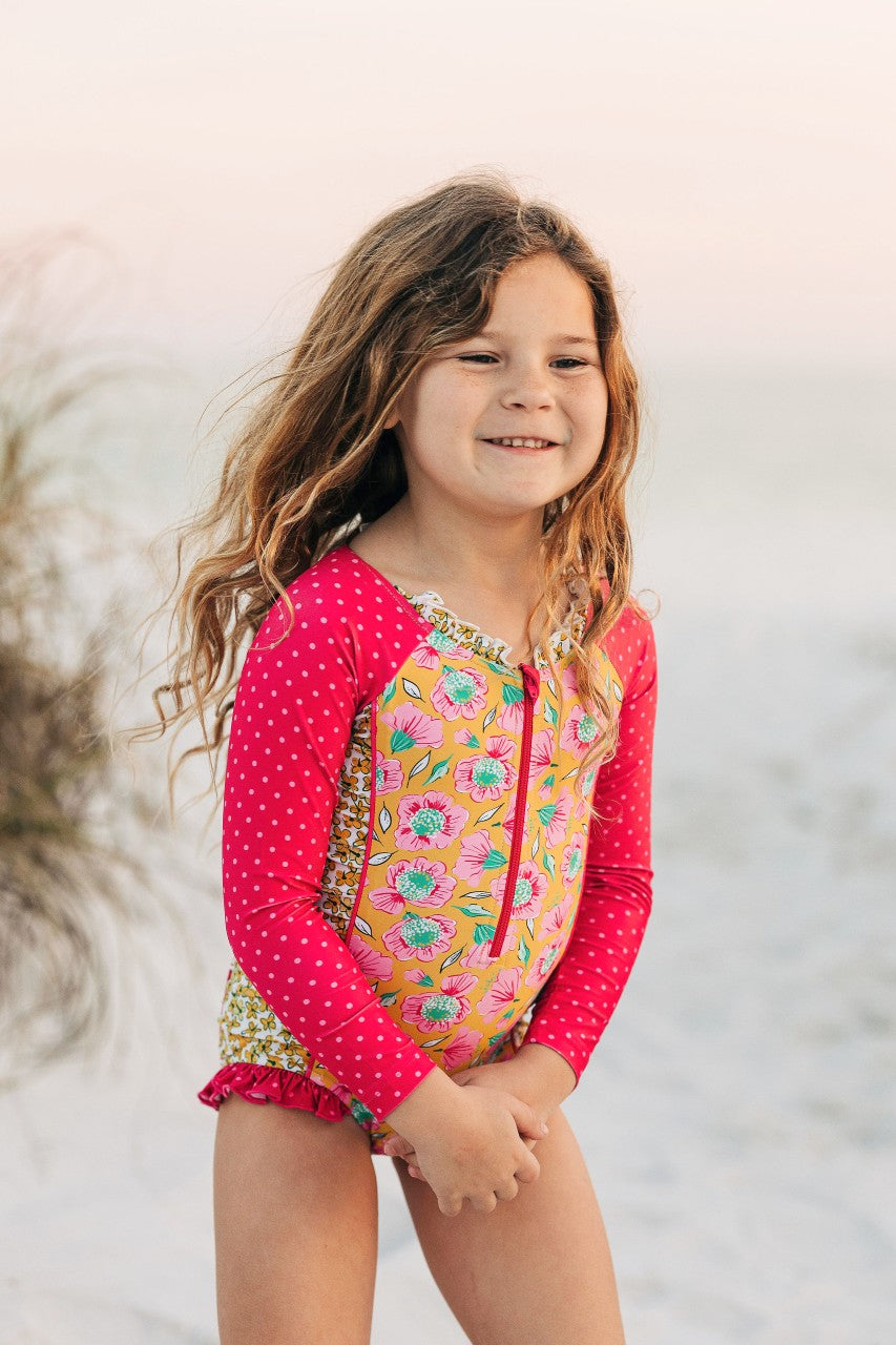 Rash Guard Swimsuit - Long Sleeve | Picnic Blossom