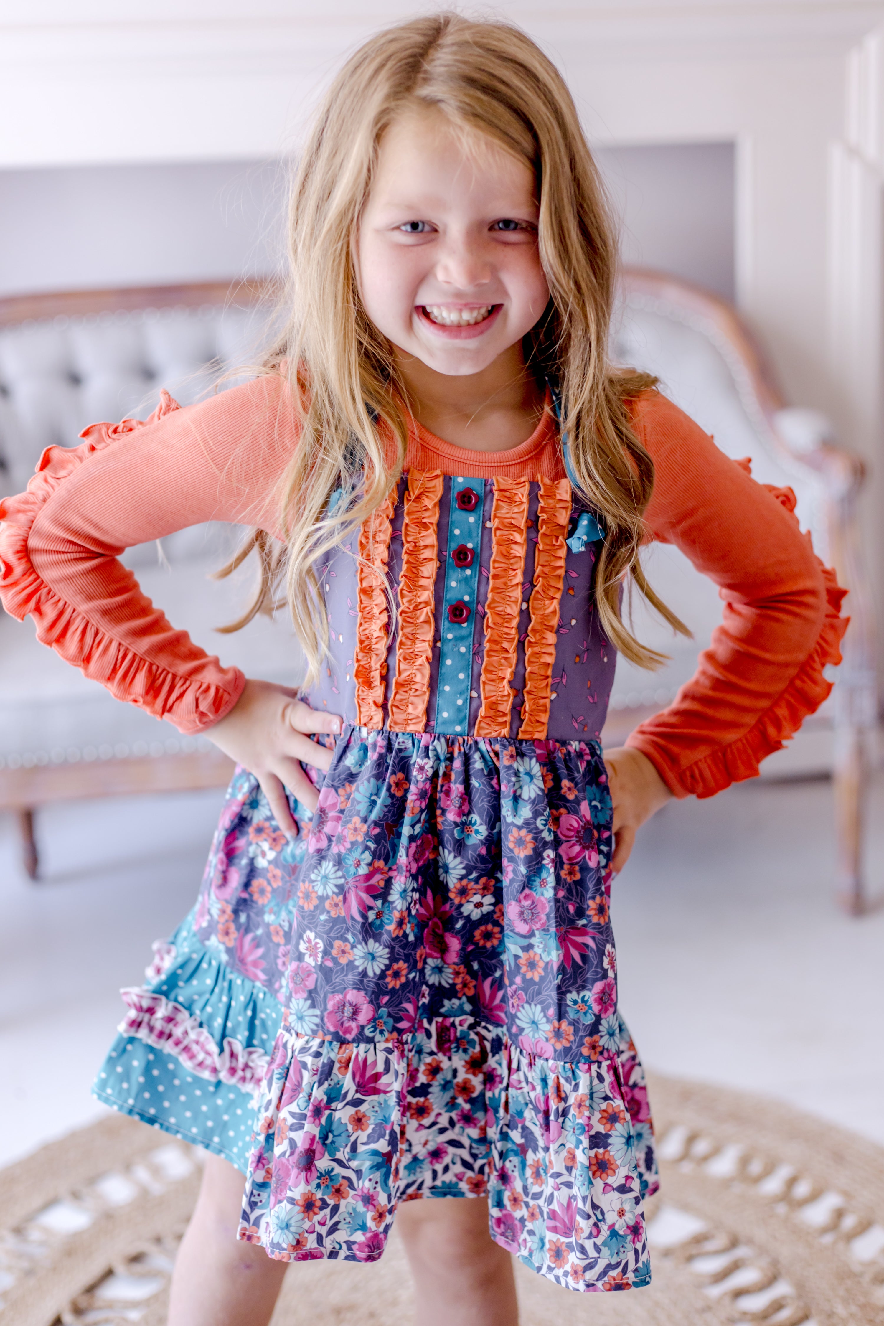 Ruffled Pumpkin Twirl Ribbed Tee