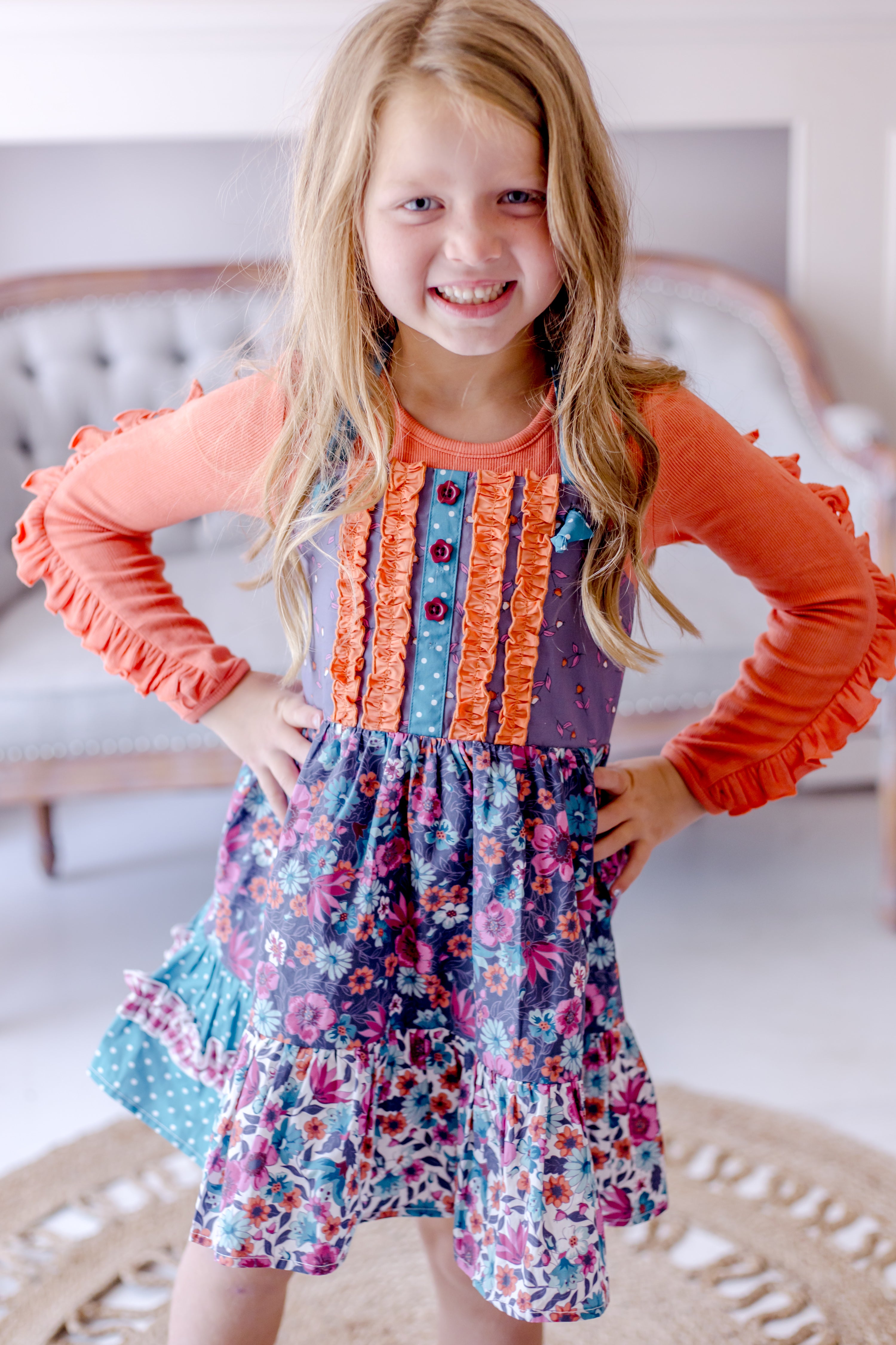 Ruffled Pumpkin Twirl Ribbed Tee