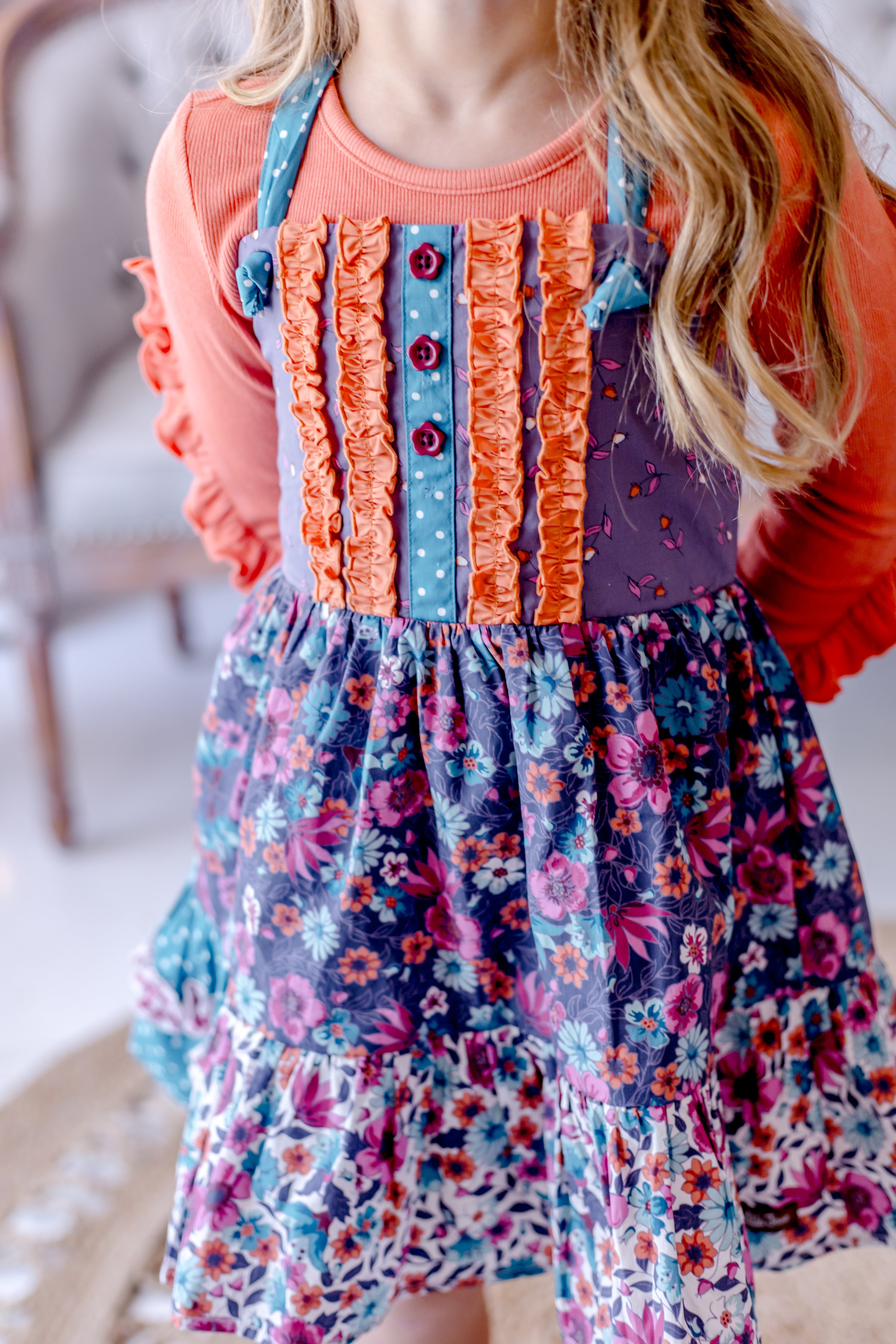 Ruffled Pumpkin Twirl Ribbed Tee