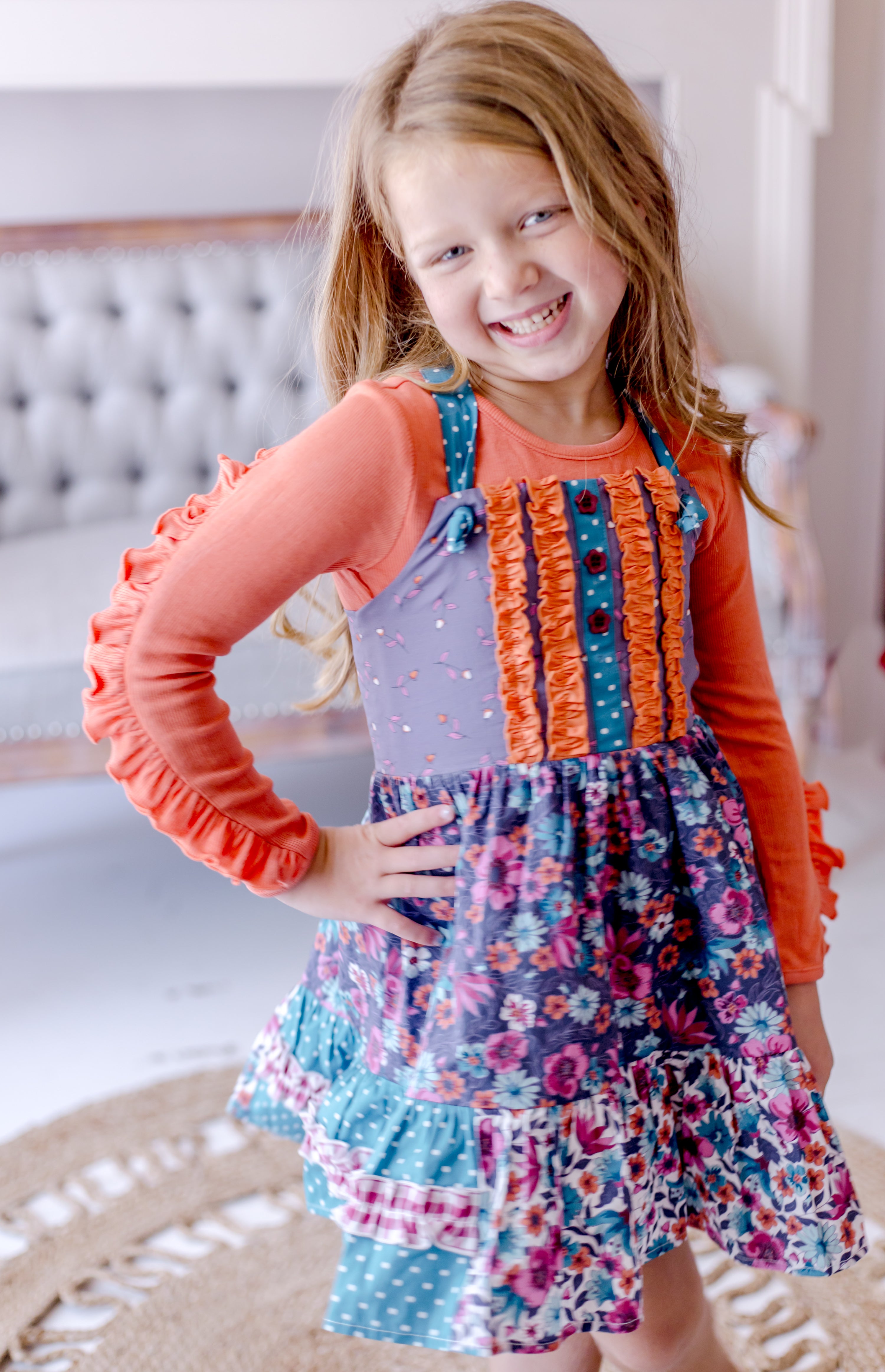 Ruffled Pumpkin Twirl Ribbed Tee