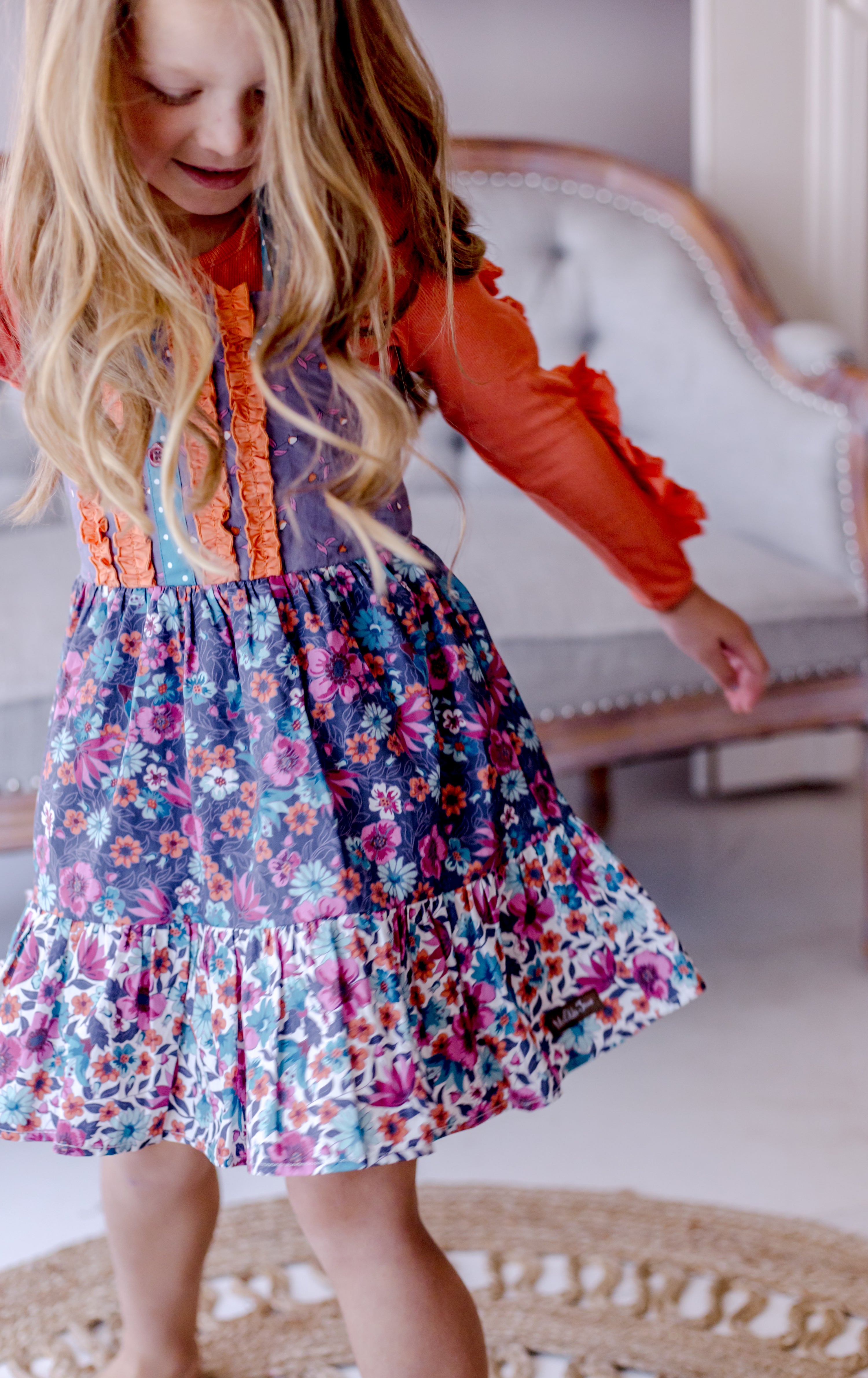 Ruffled Pumpkin Twirl Ribbed Tee