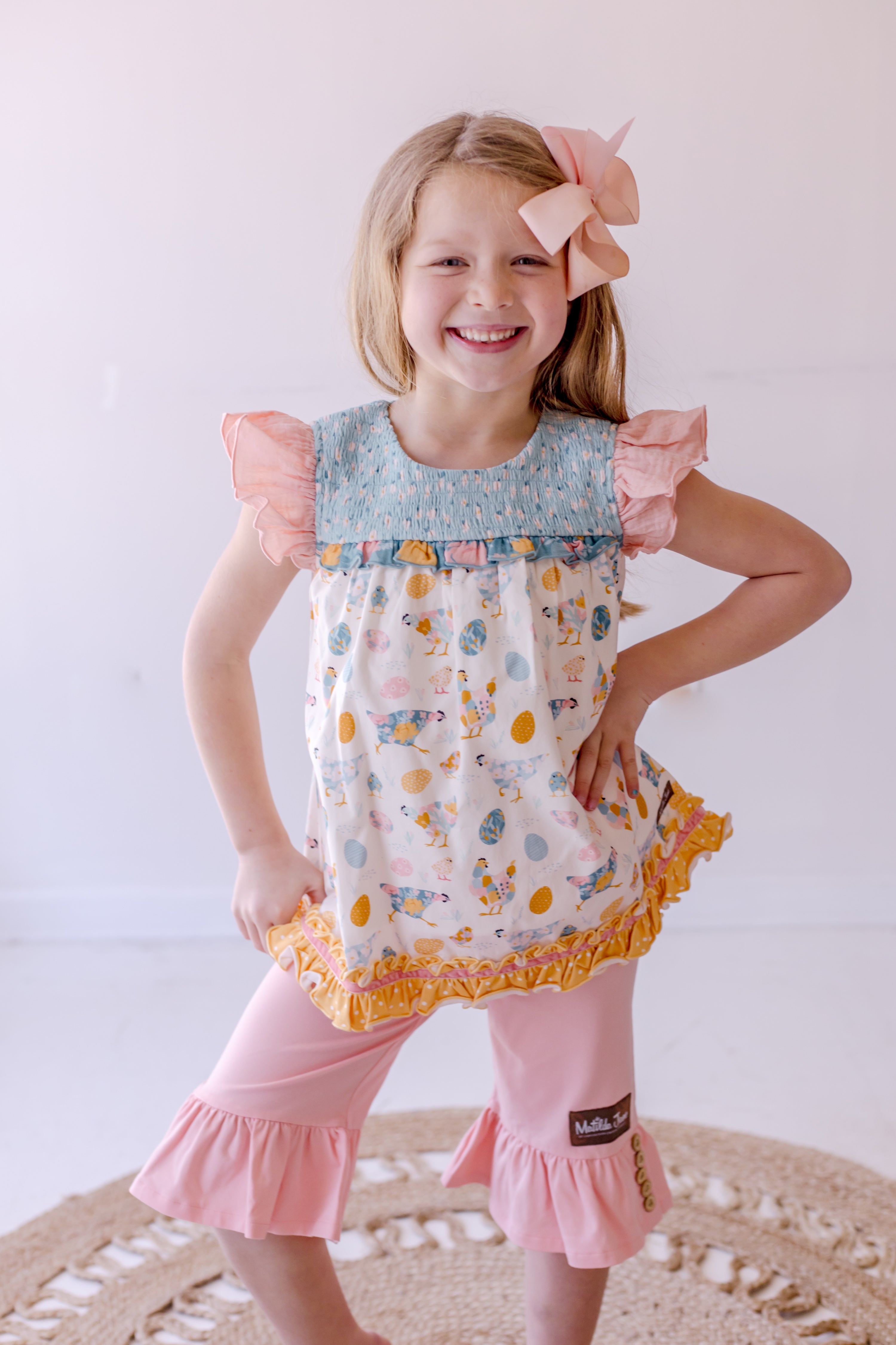 Soft Peony Big Ruffle Capris