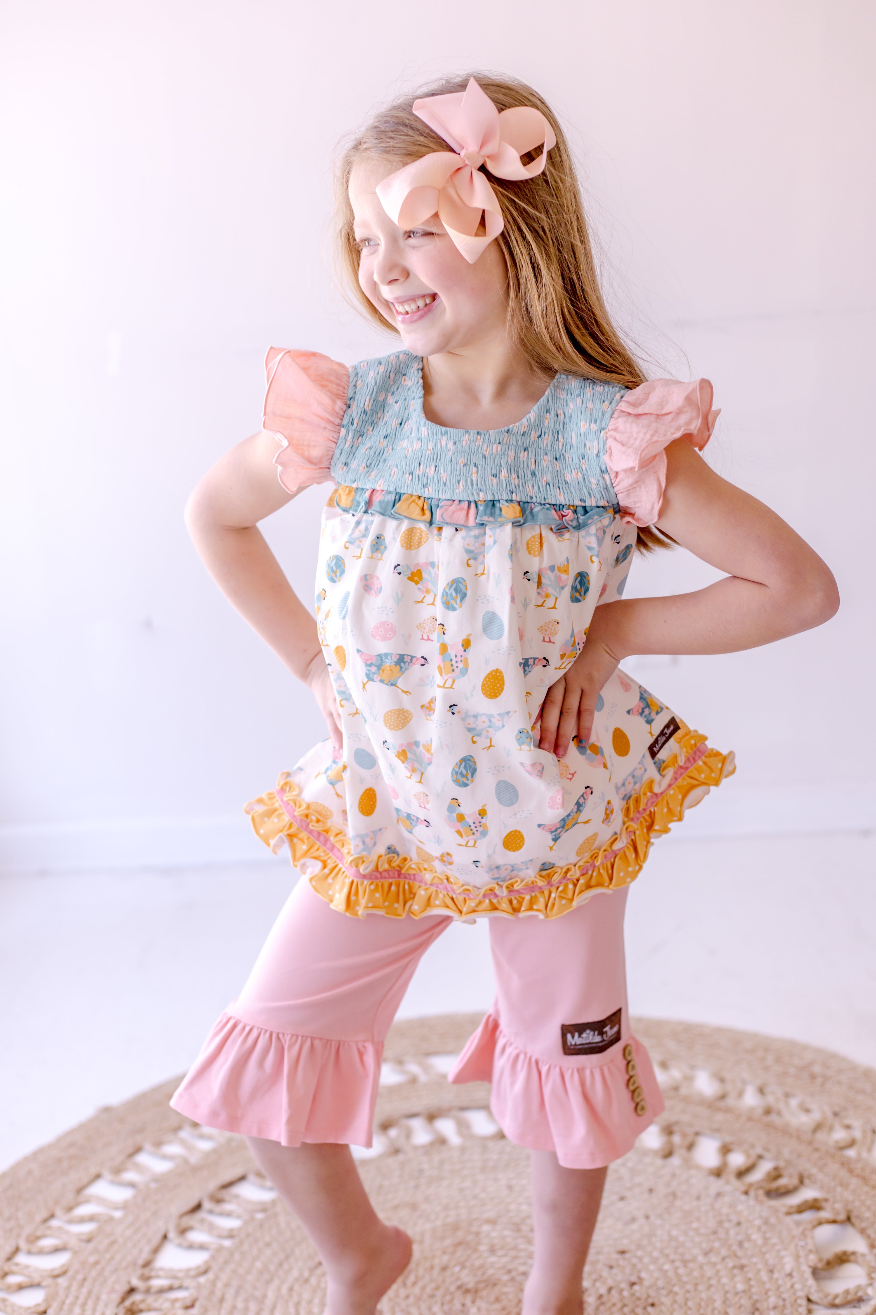 Soft Peony Big Ruffle Capris
