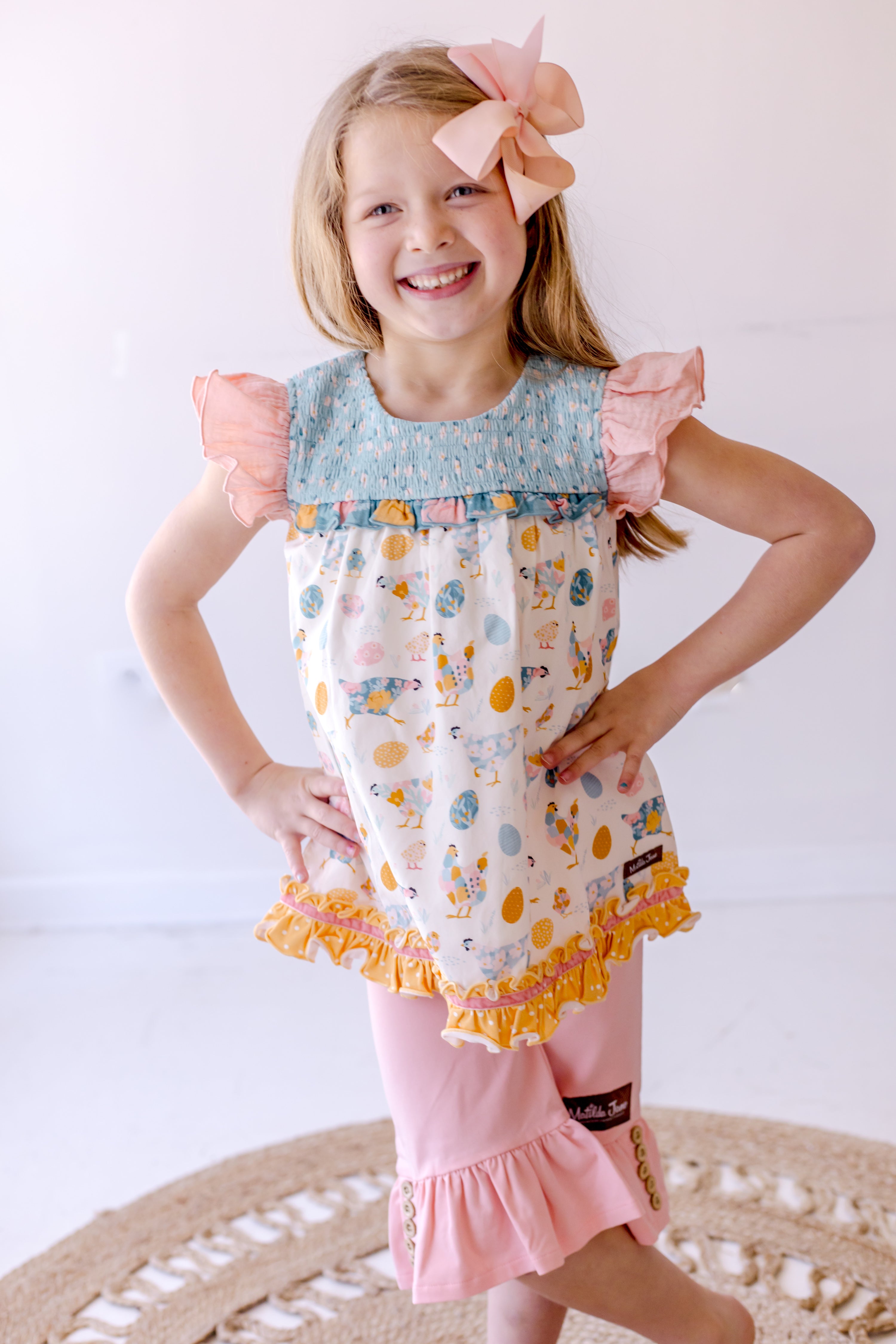 Soft Peony Big Ruffle Capris