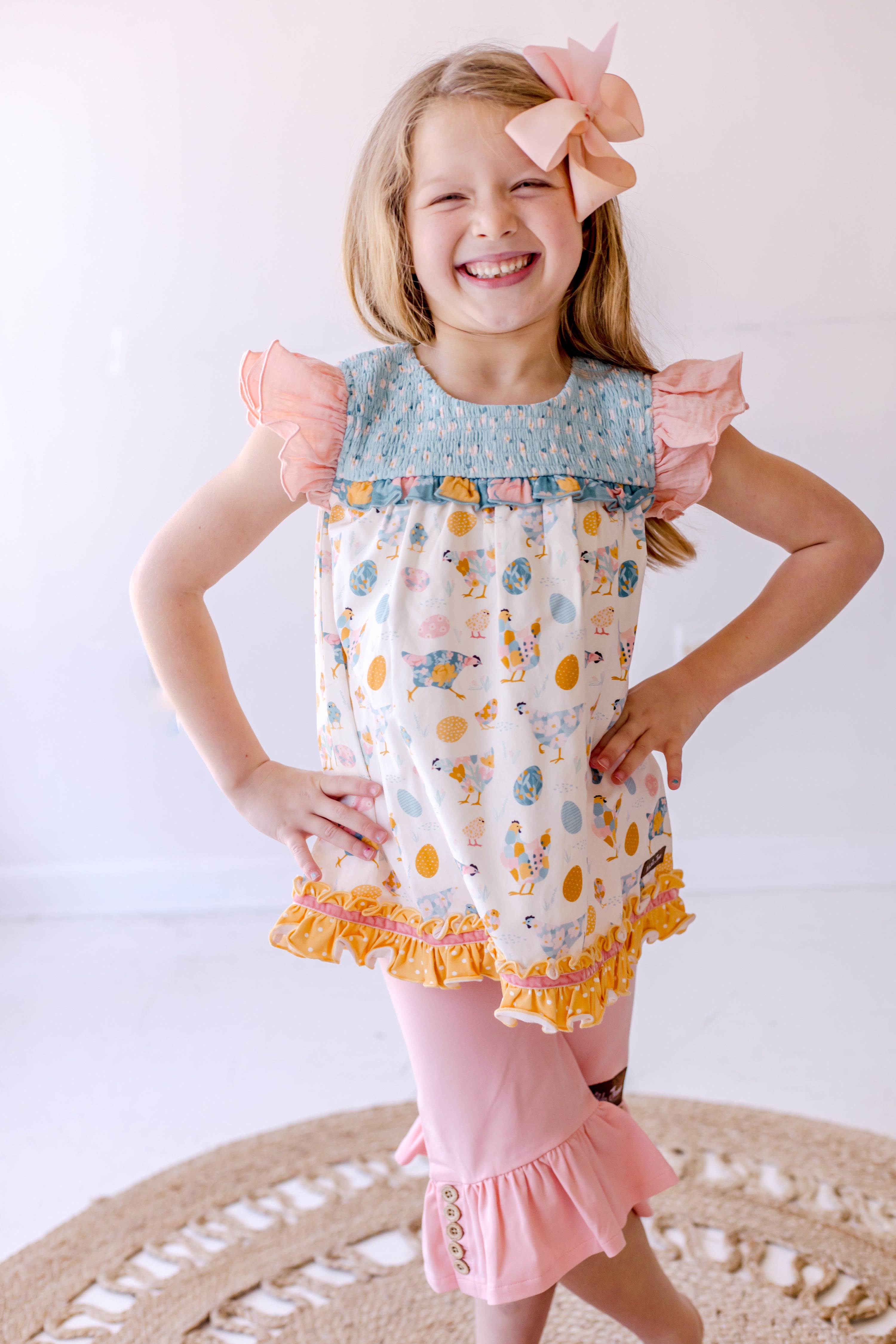 Soft Peony Big Ruffle Capris