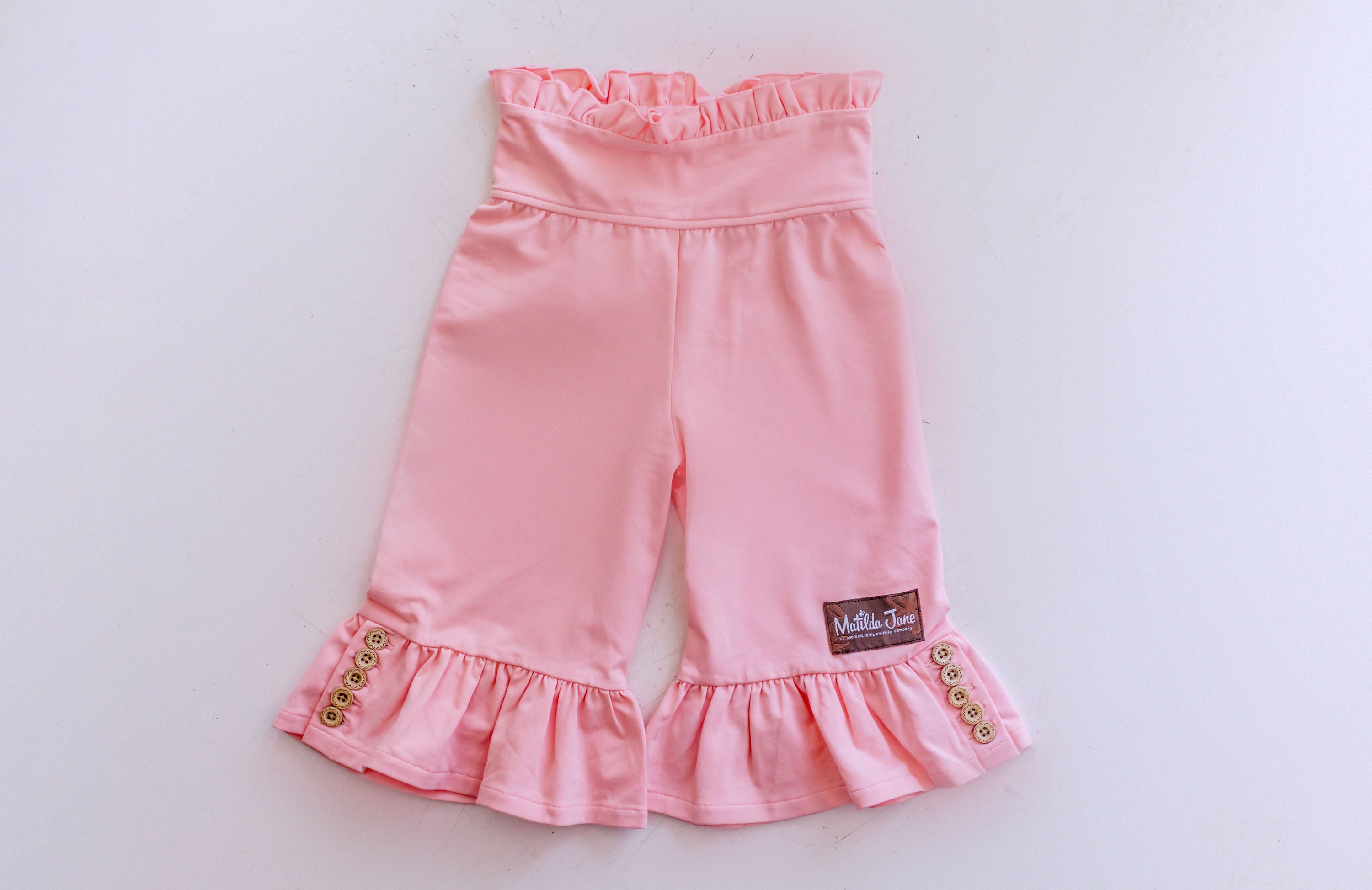 Soft Peony Big Ruffle Capris