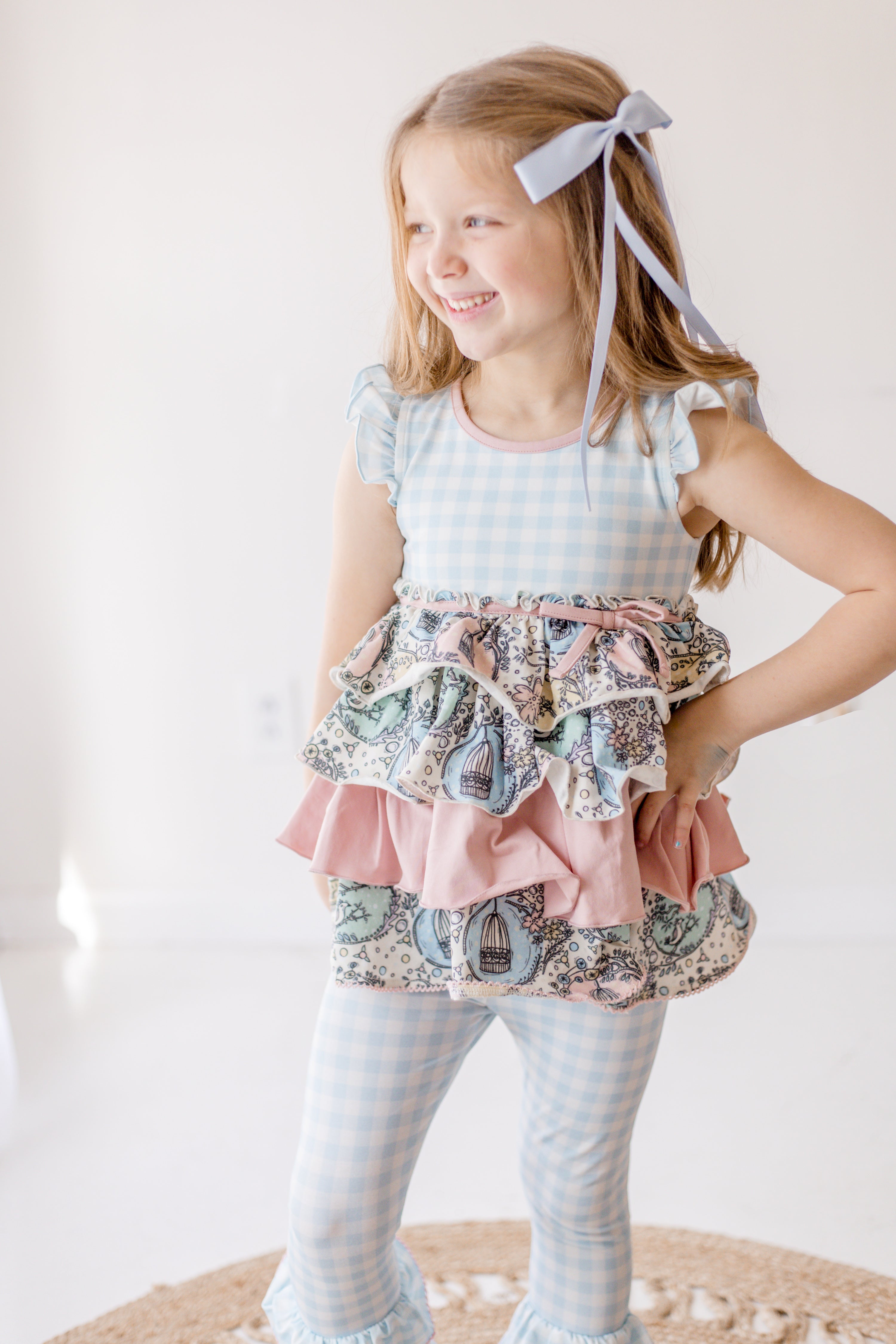 Gingham Grove Ruffle Leggings (Pre-Order)