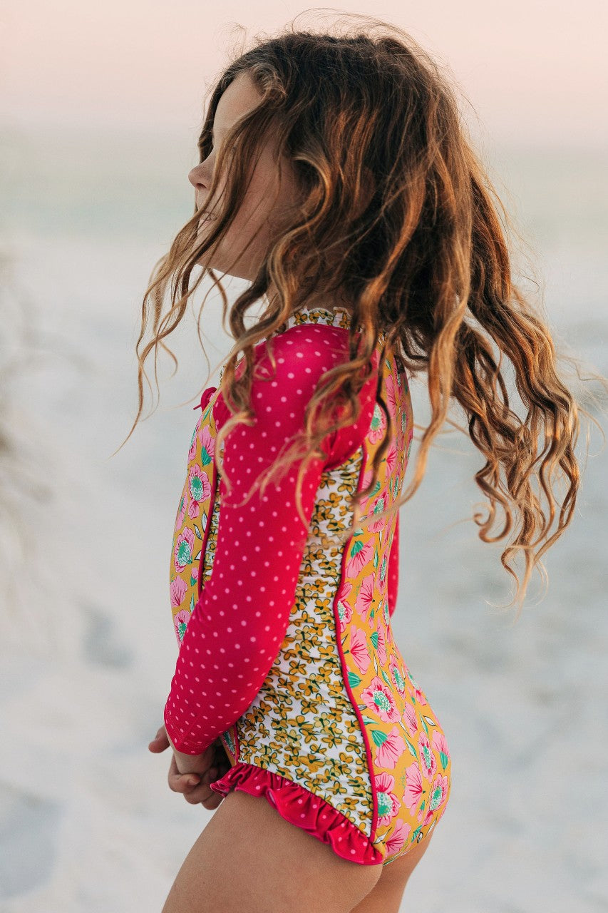 Rash Guard Swimsuit - Long Sleeve | Picnic Blossom