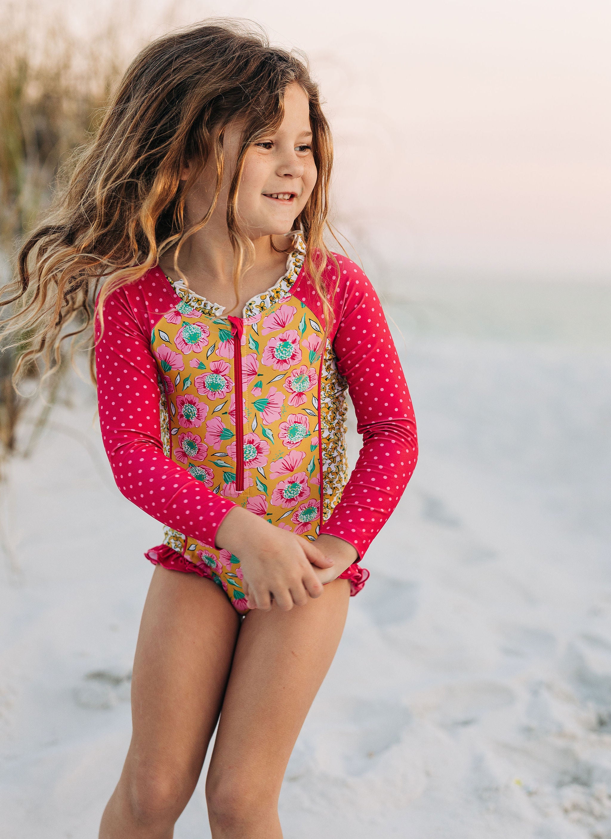 Rash Guard Swimsuit - Long Sleeve | Picnic Blossom