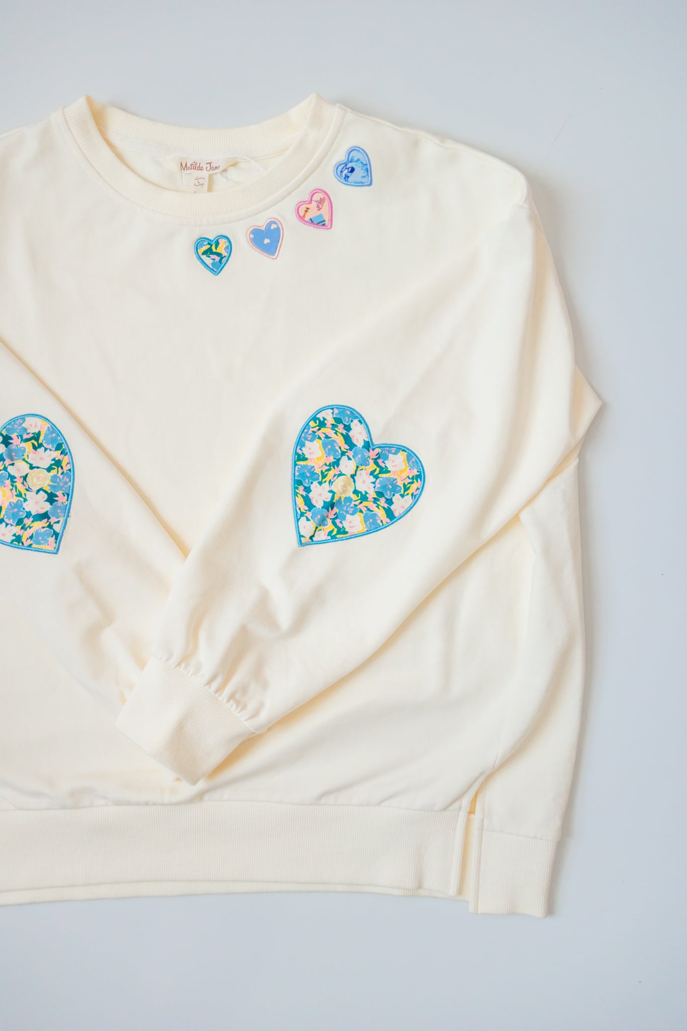 Women's Hearts In A Row Applique Sweater (Runs Small)