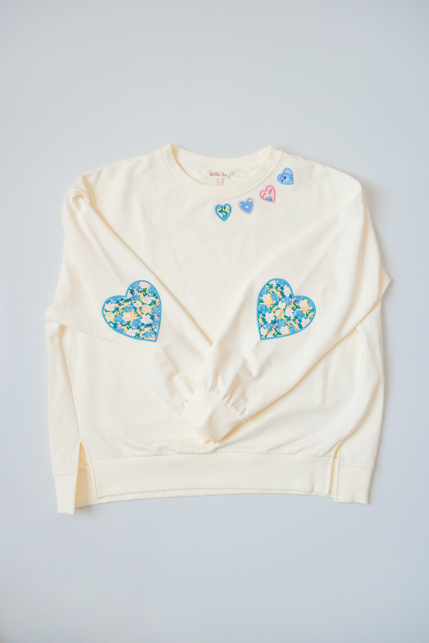 Women's Hearts In A Row Applique Sweater (Runs Small)