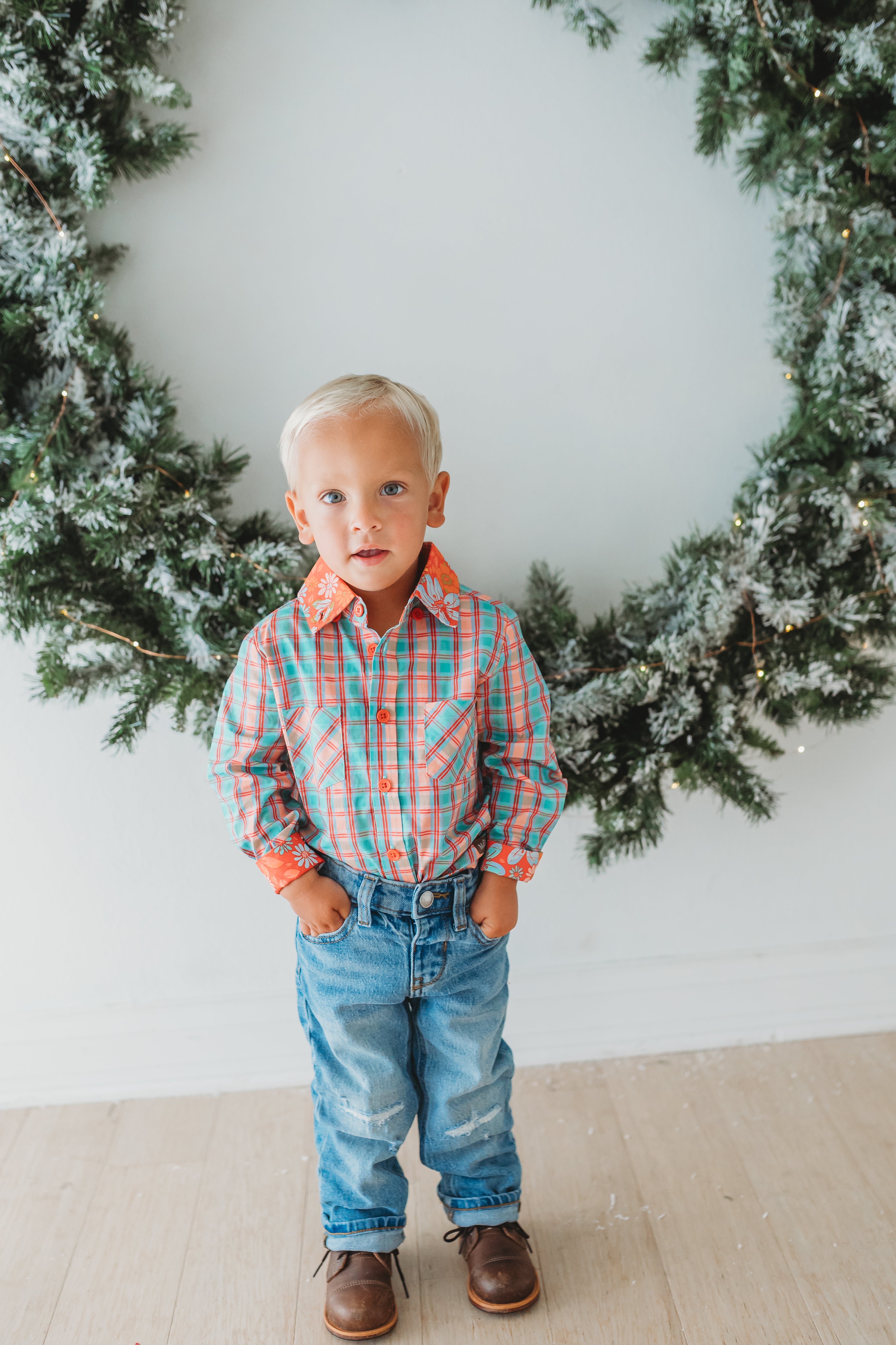 Deck The Plaids Boys Button Up Shirt (Pre-Order)