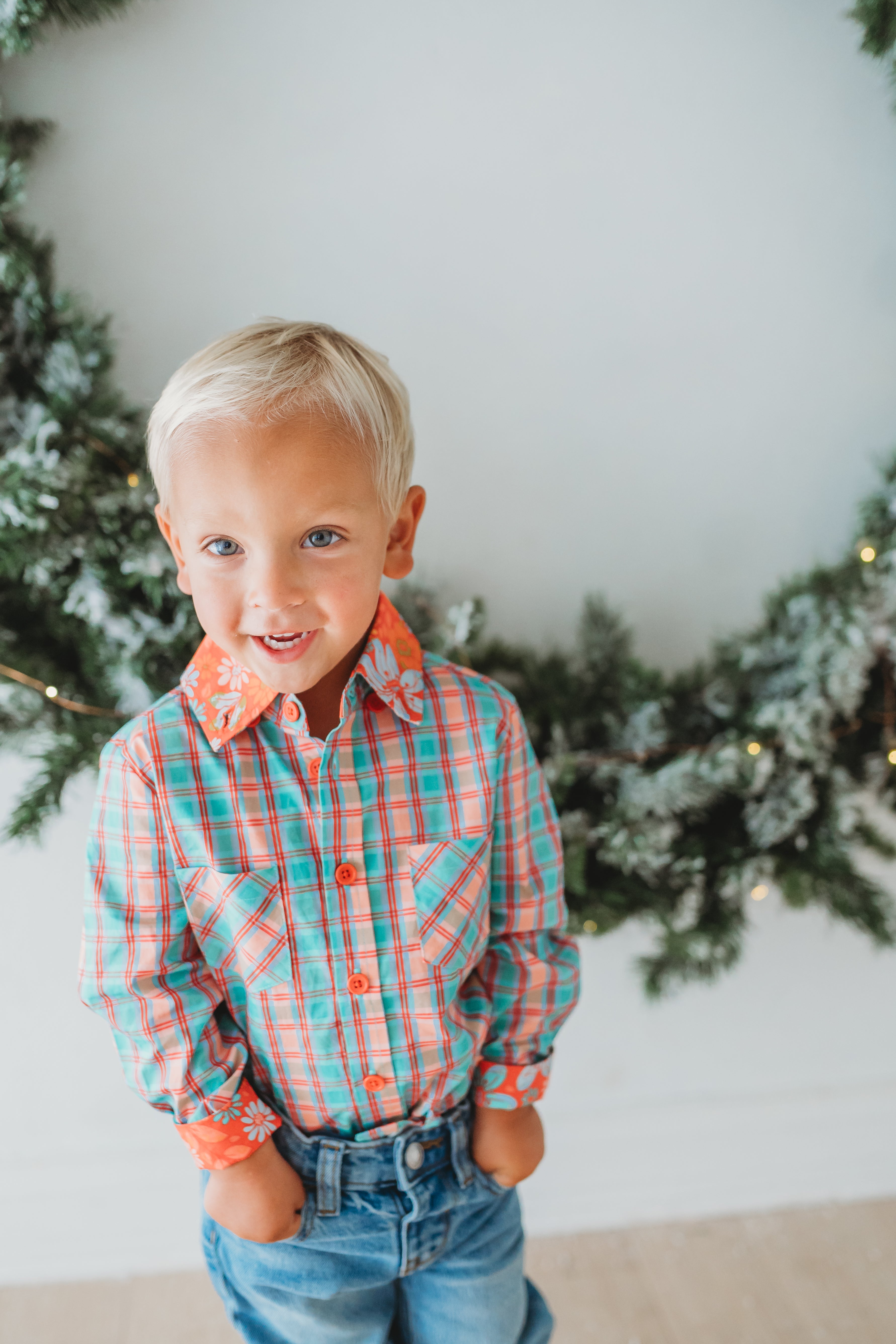 Deck The Plaids Boys Button Up Shirt (Pre-Order)