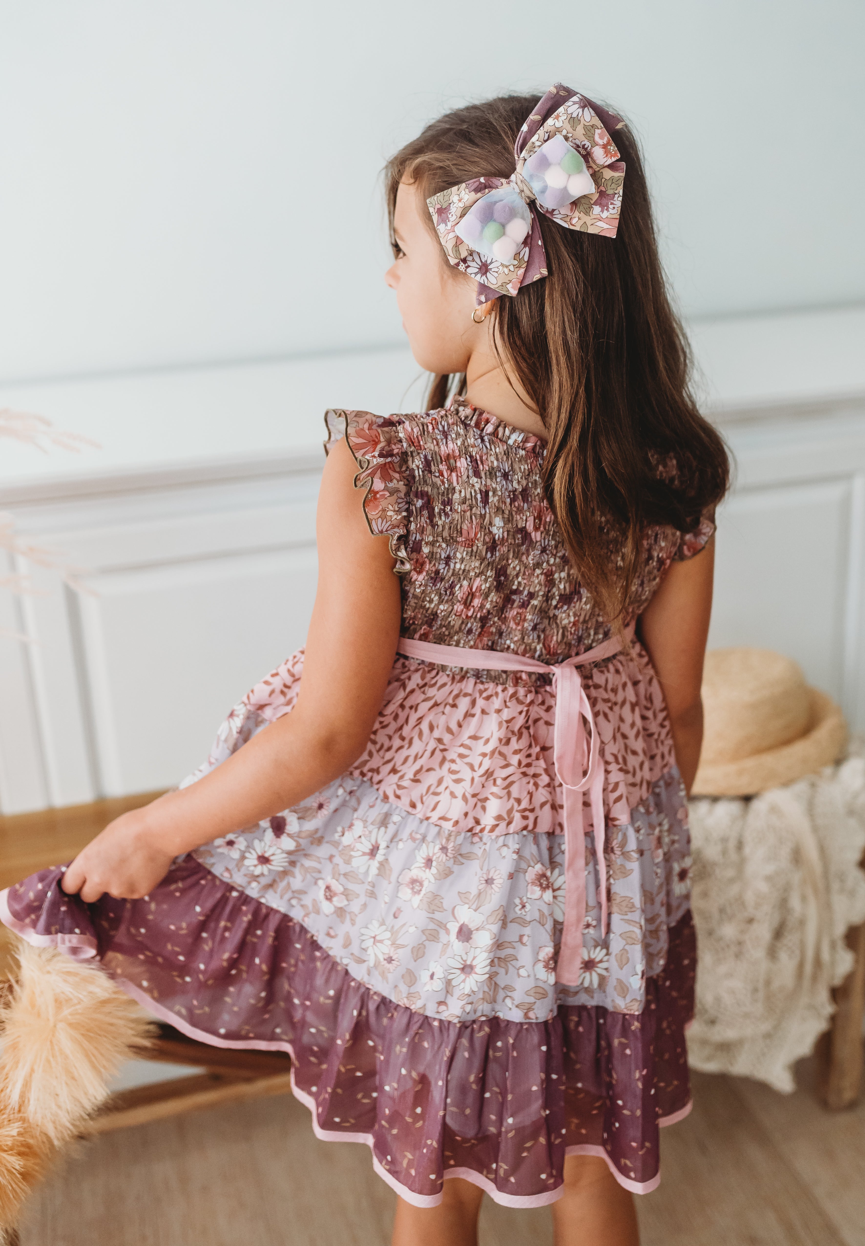 Berry Patch Whirl Pom Pom Bow (Pre-Order)