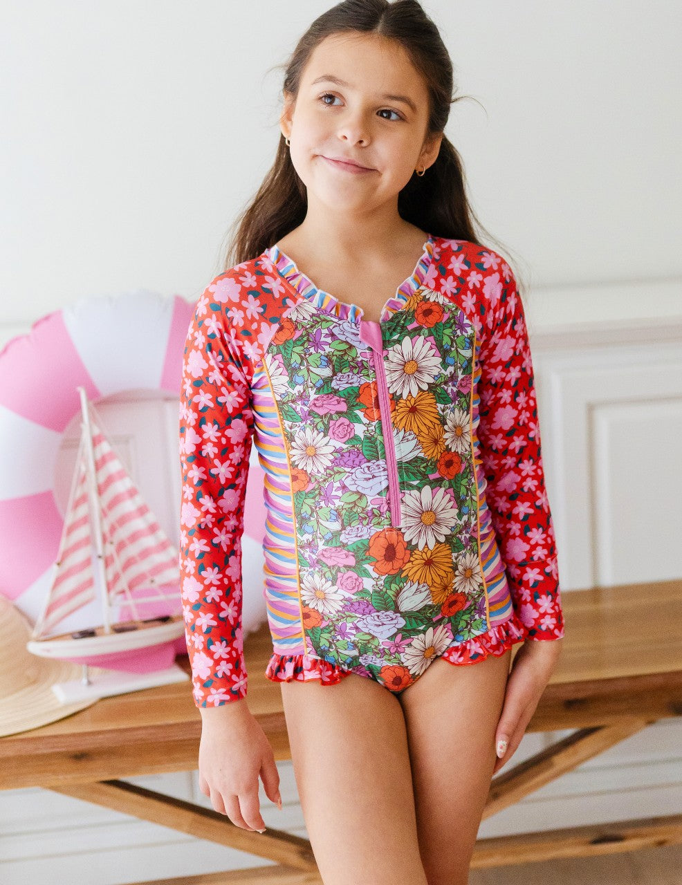 Rash Guard Swimsuit - Long Sleeve | Flower Power – Matilda Jane