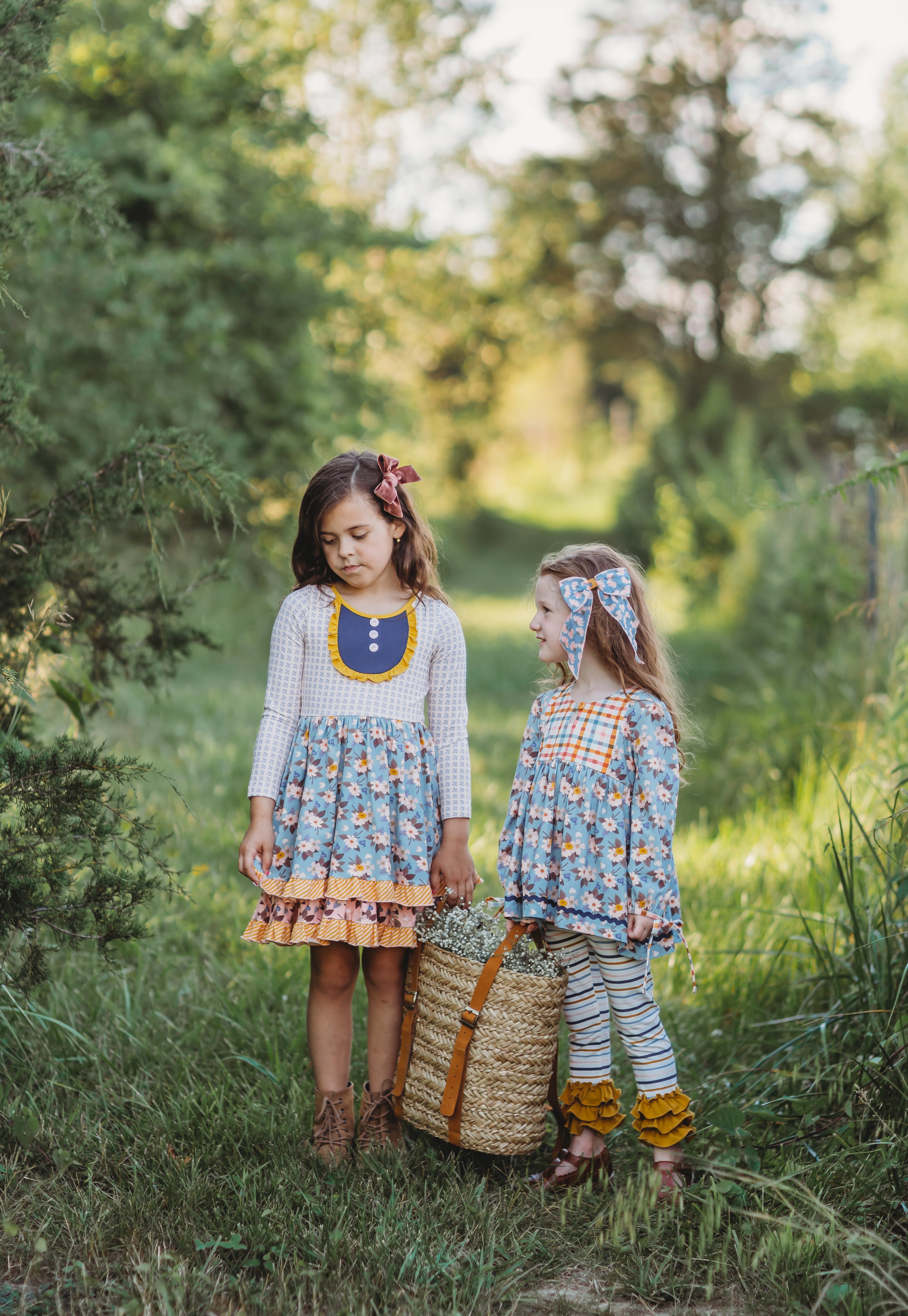 Autumn Sky Serenade Ruffle Dress