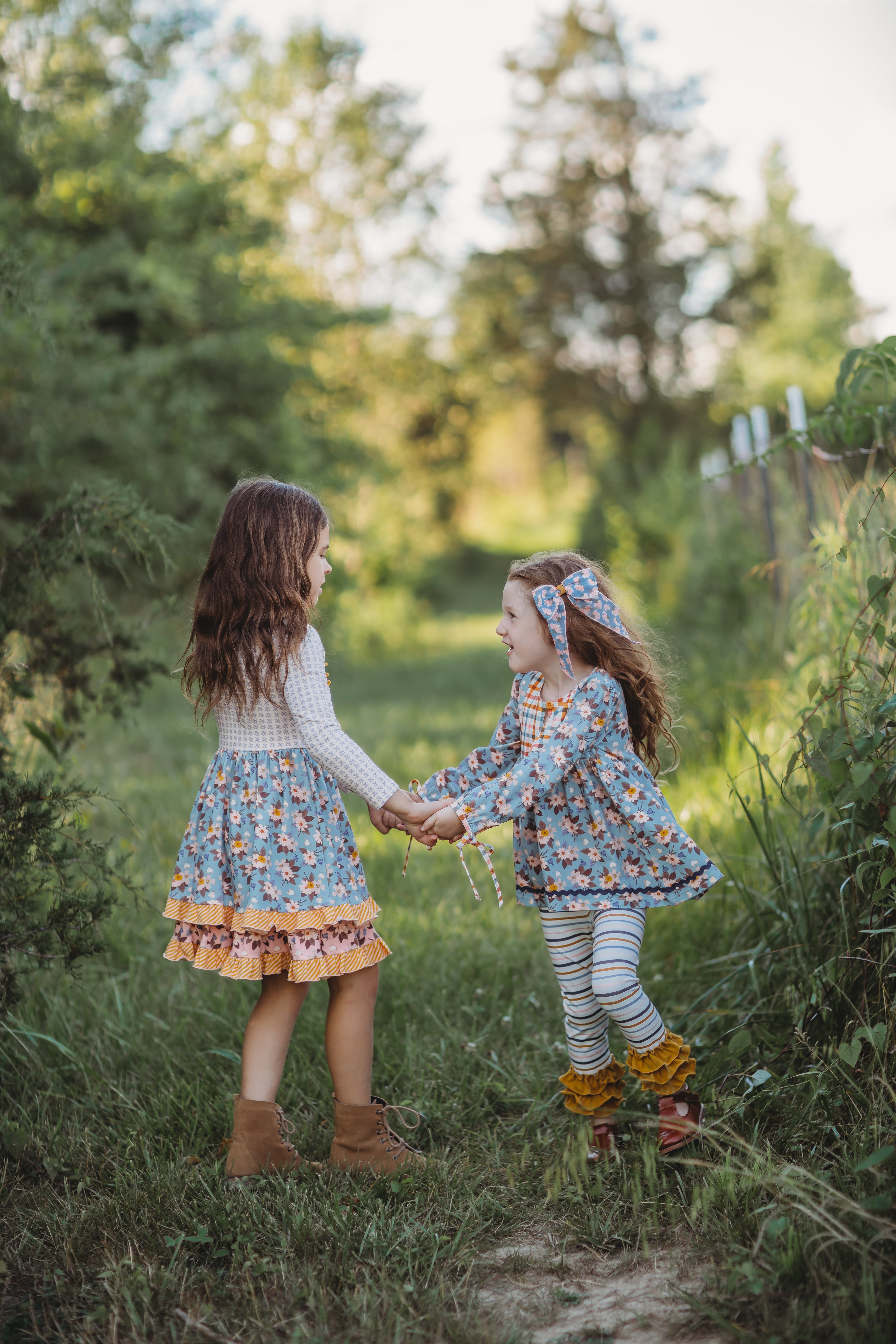Autumn Sky Serenade Ruffle Dress