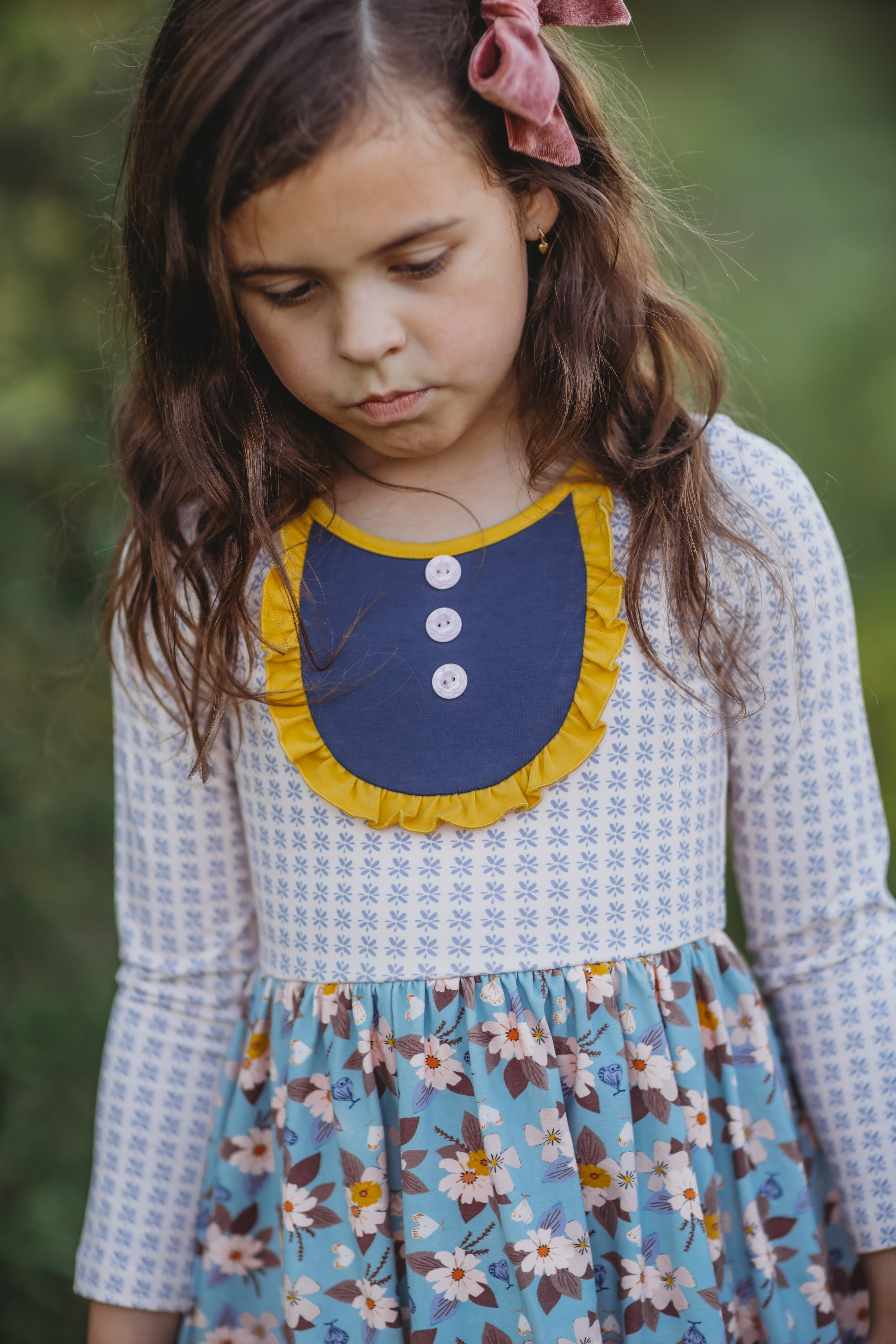 Autumn Sky Serenade Ruffle Dress