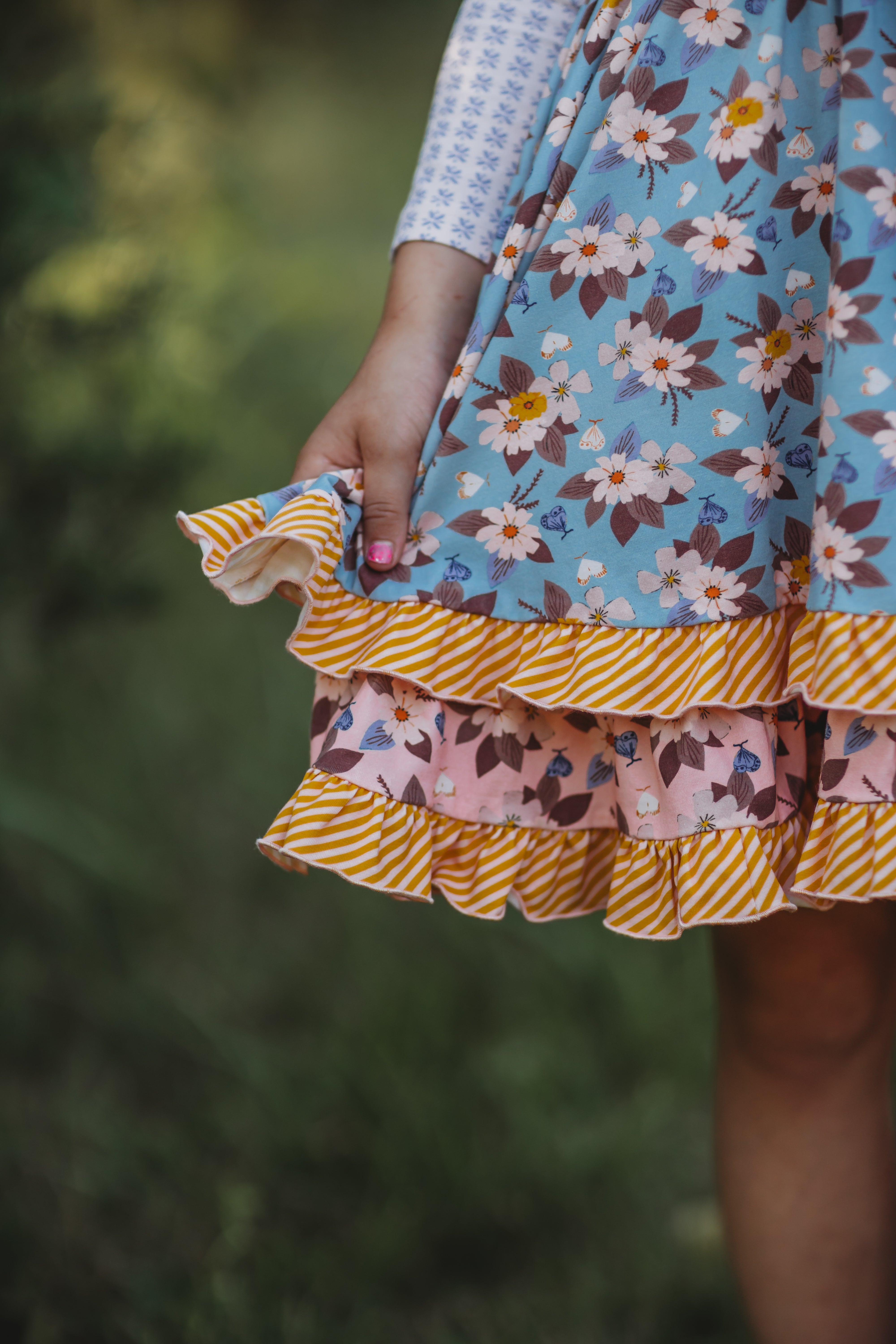 Autumn Sky Serenade Ruffle Dress