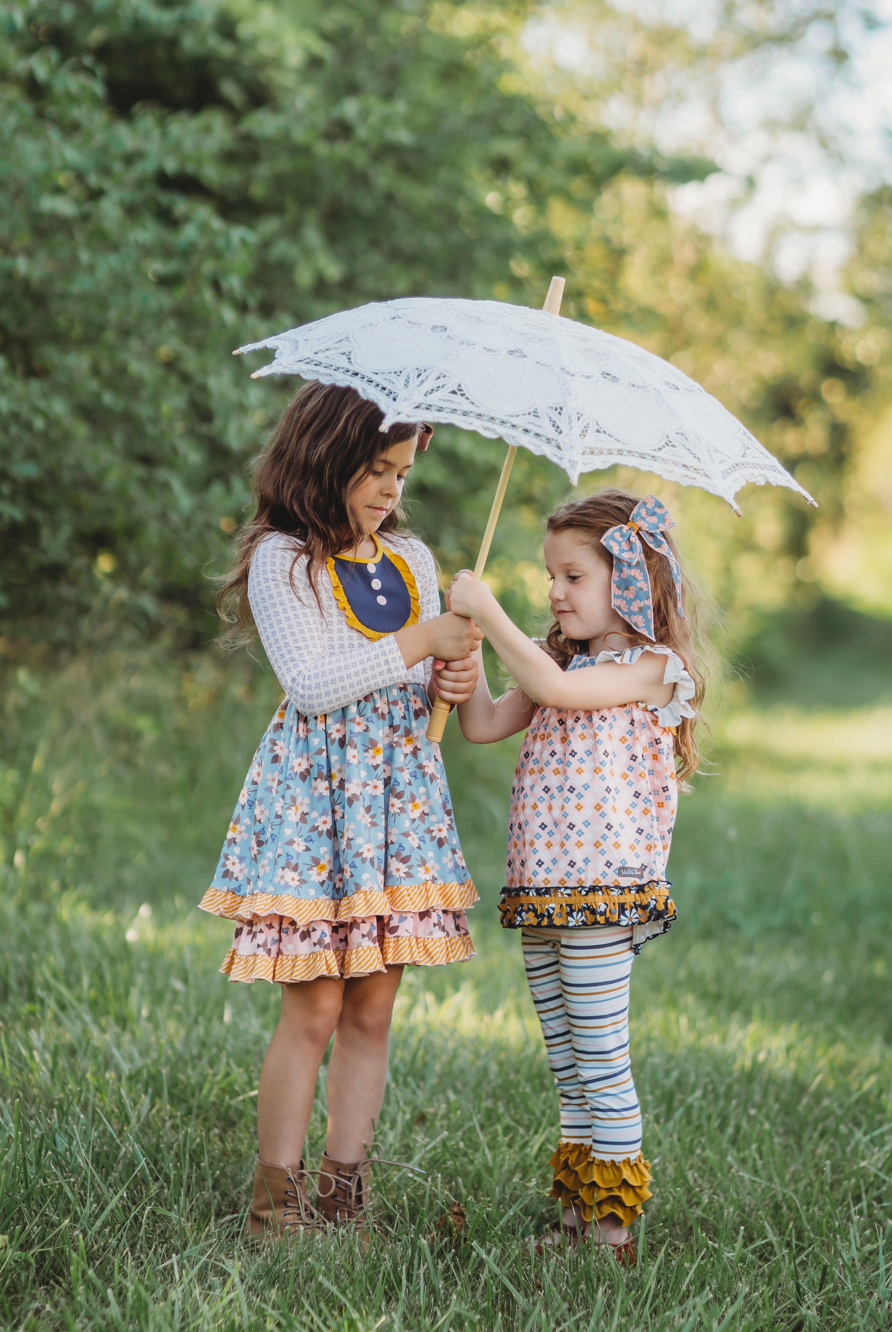 Autumn Sky Serenade Ruffle Dress