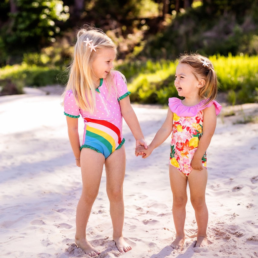 One Piece Swimsuit | Luau Pink Hibiscus