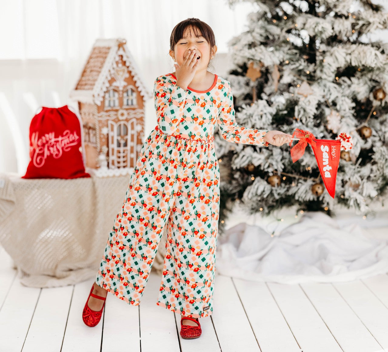 Plaid Tidings Wide-Leg Romper