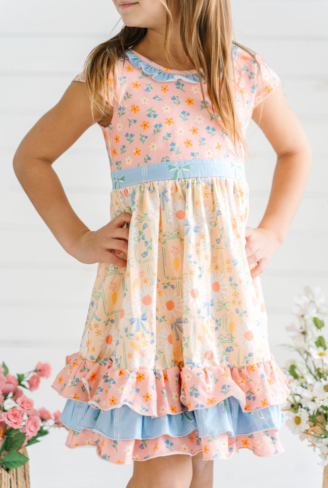 Blue Skies & Buttercups Ruffle Dress