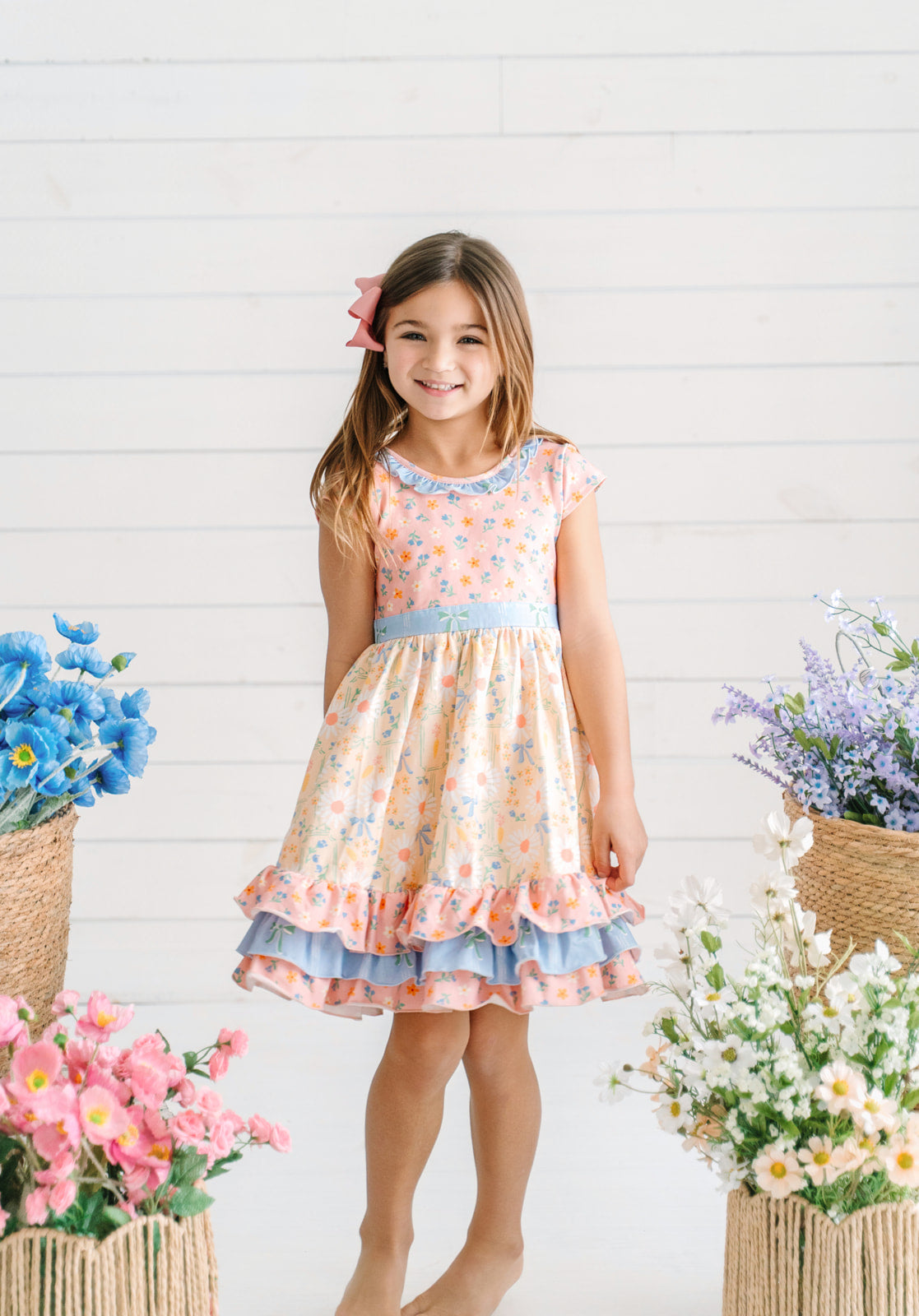 Blue Skies & Buttercups Ruffle Dress