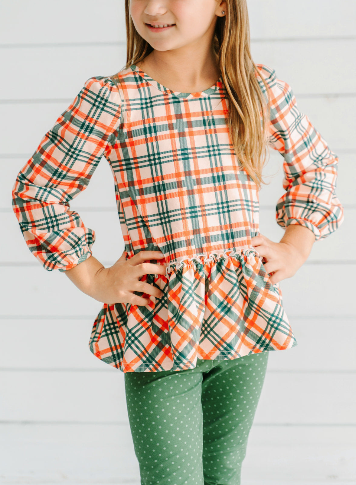 Jingleberry Plaid Peplum Tunic (Pre-Order)