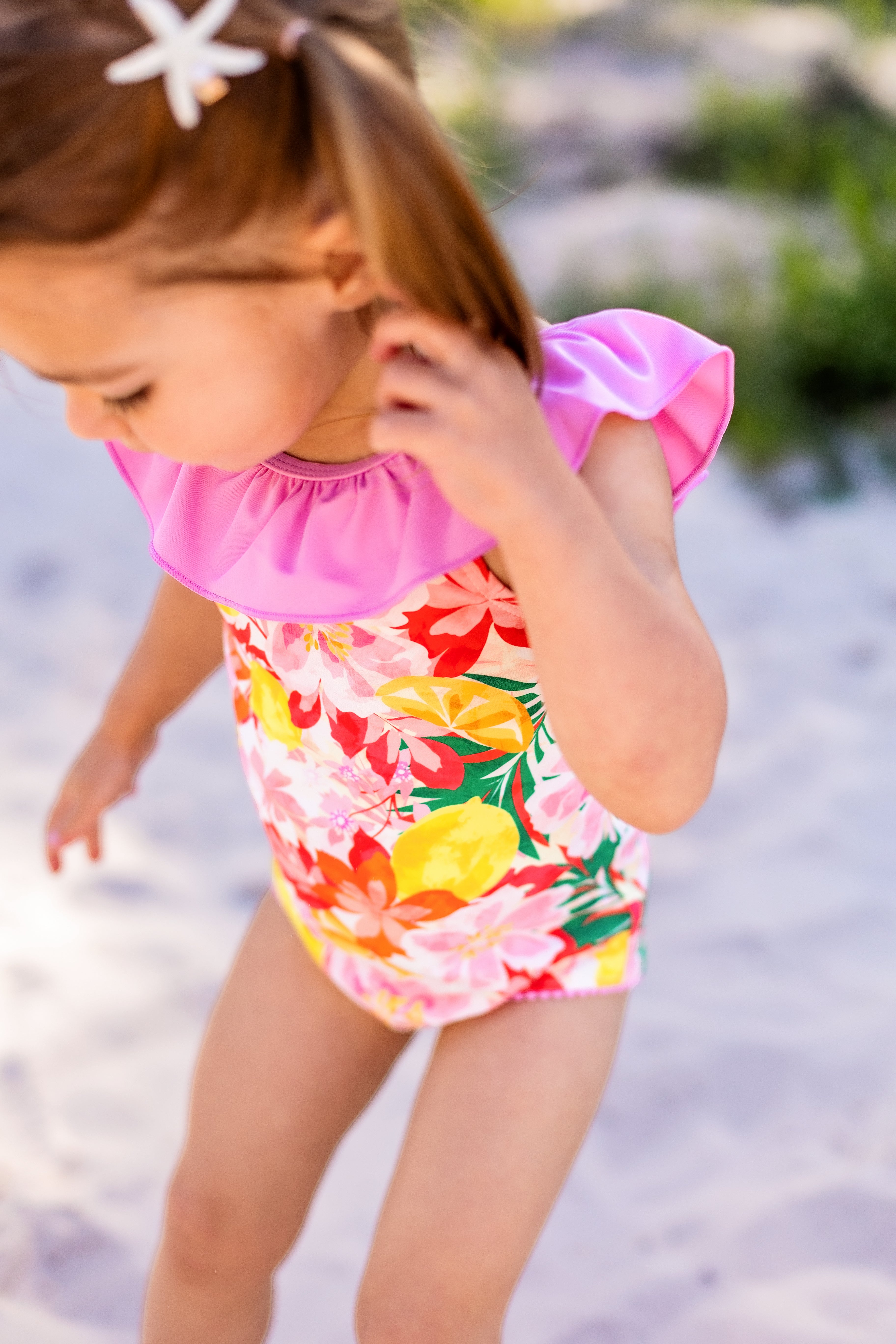 One Piece Swimsuit Luau Pink Hibiscus